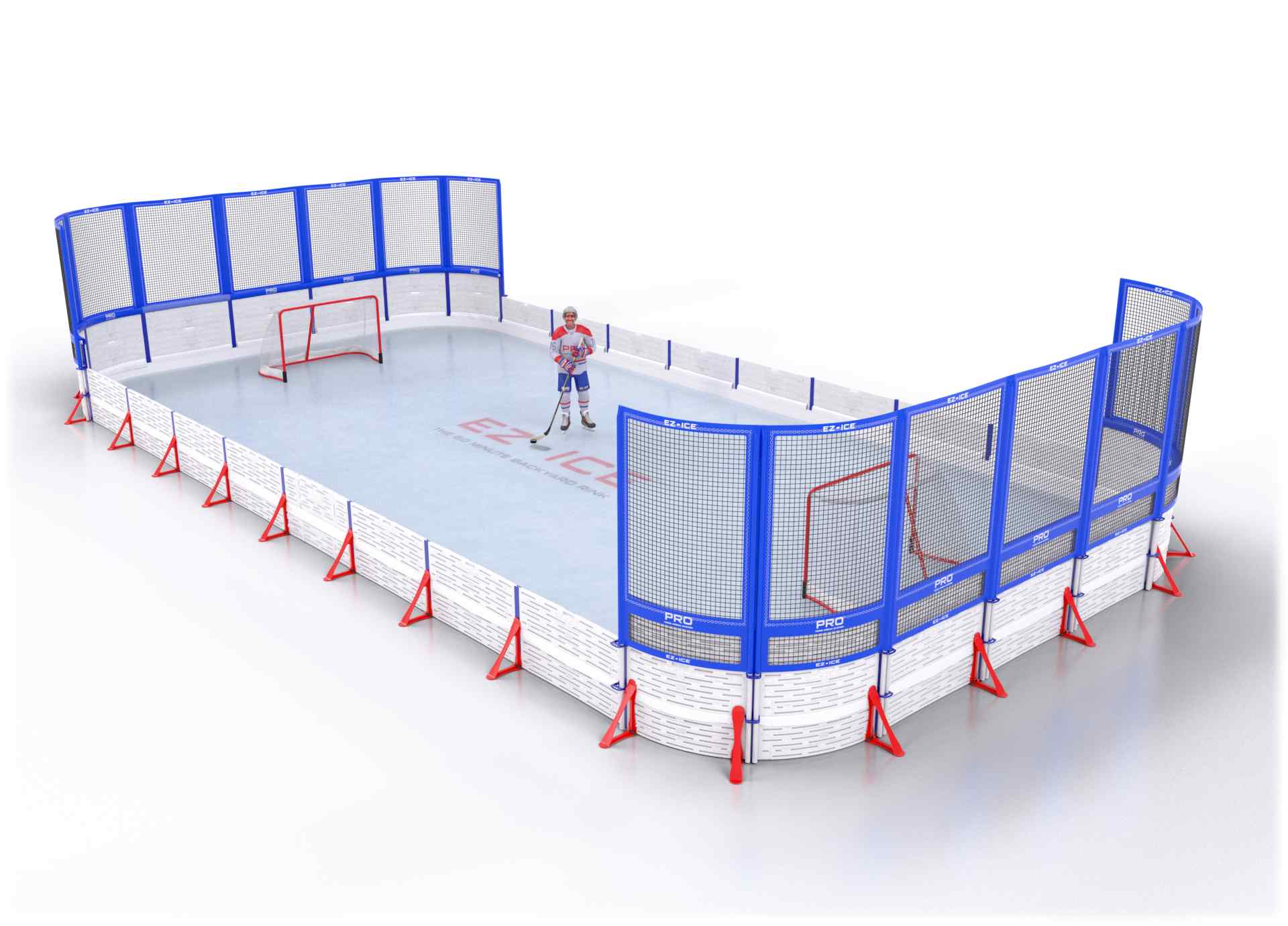 EZ ICE PRO Home Arena System ™ – New Rink: [PRO // 25ft * 45ft // Net-Double-Net // Round Corners // No Bumpers] - 025045NDNRXX
