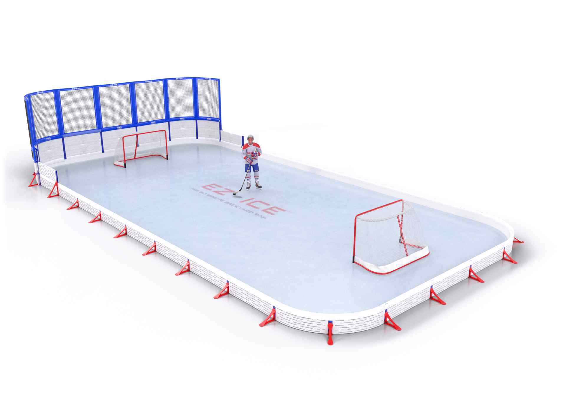 EZ ICE PRO Home Arena System ™ – Upgrade from [ORG // 25ft * 50ft // Classic-Classic-Classic // Square Corners // No Bumpers] to [ORG // 25ft * 60ft // Net-Classic-Classic // Round Corners // No Bumpers] - WUP000003724