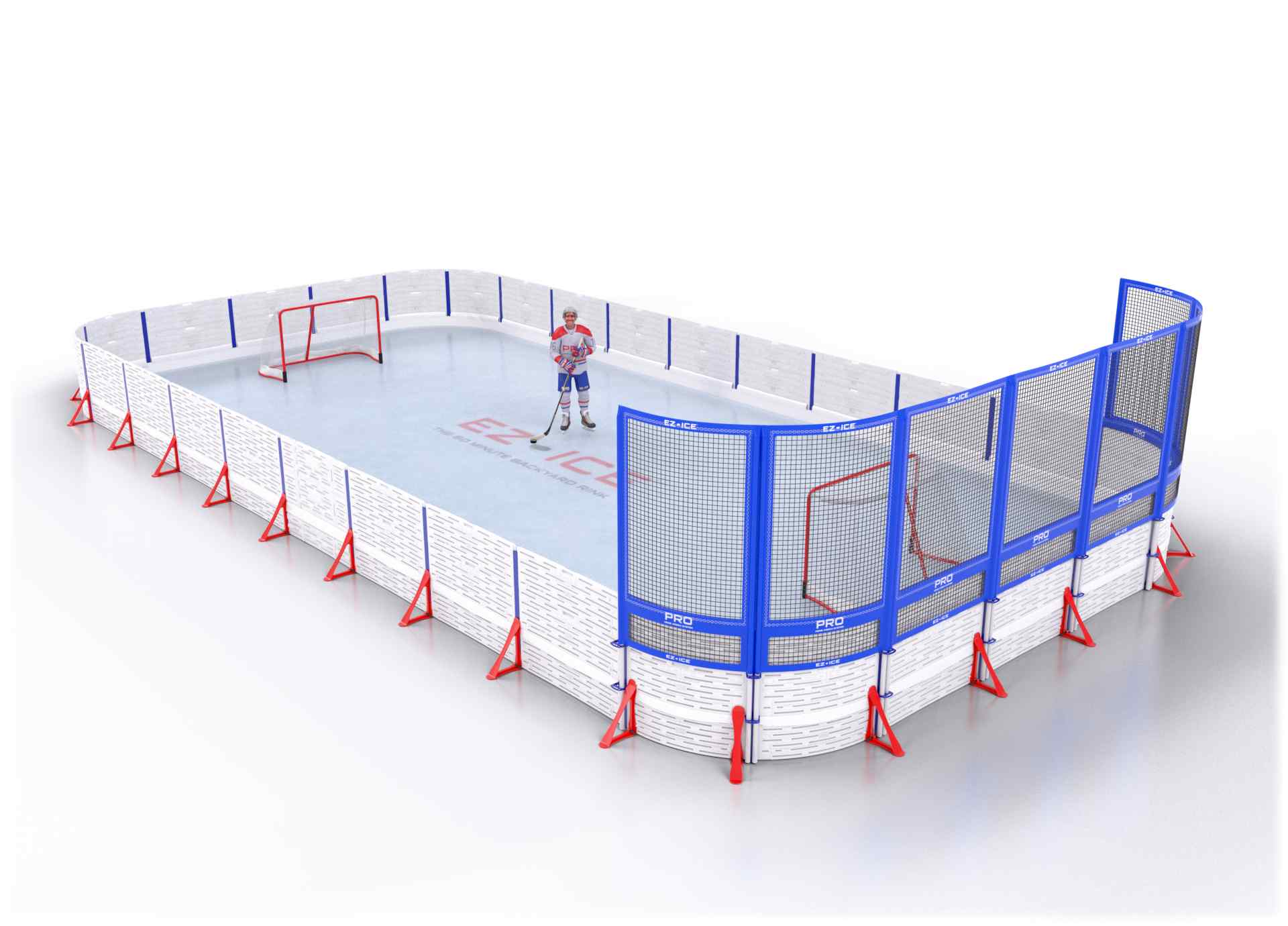 EZ ICE PRO Home Arena System ™ – New Rink: [PRO // 25ft * 50ft // Arena-Arena-Net // Round Corners // No Bumpers] - 025050AANRXX
