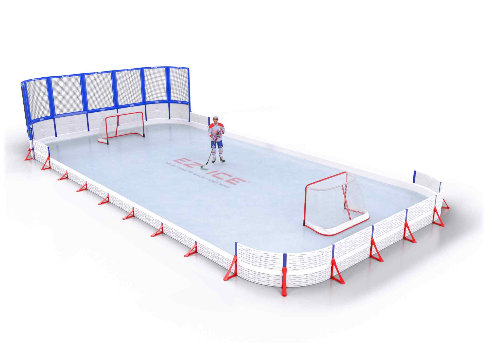 EZ ICE PRO Home Arena System ™ – Upgrade from [PRO // 25ft * 50ft // Arena-Classic-Classic // Round Corners // No Bumpers] to [PRO // 25ft * 50ft // Net-Classic-Double // Round Corners // No Bumpers] - WUP000036328