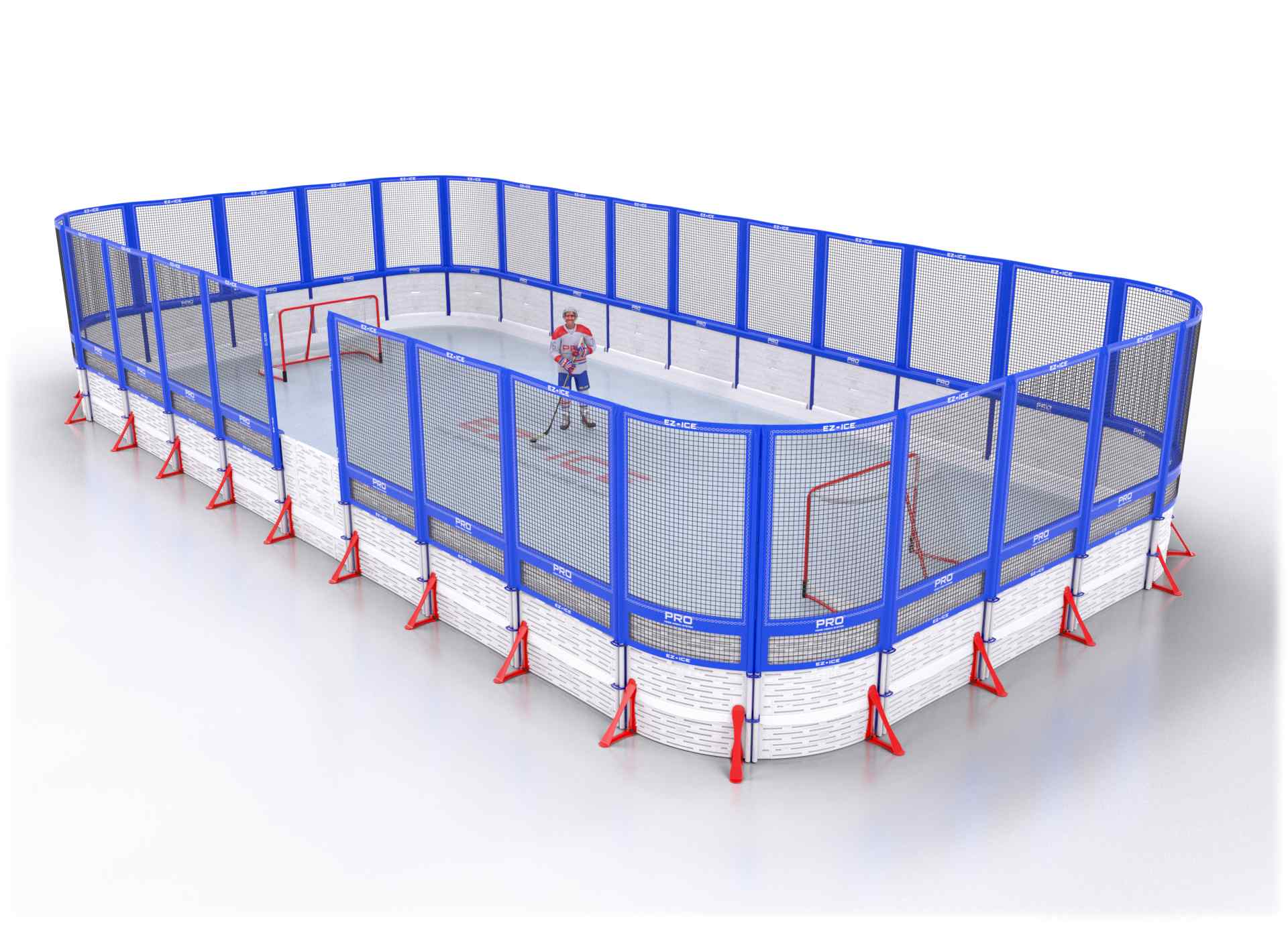 EZ ICE PRO Home Arena System ™ – New Rink: [PRO // 25ft * 25ft // Net-Net-Net // Round Corners // With Bumpers] - 025025NNNRBX