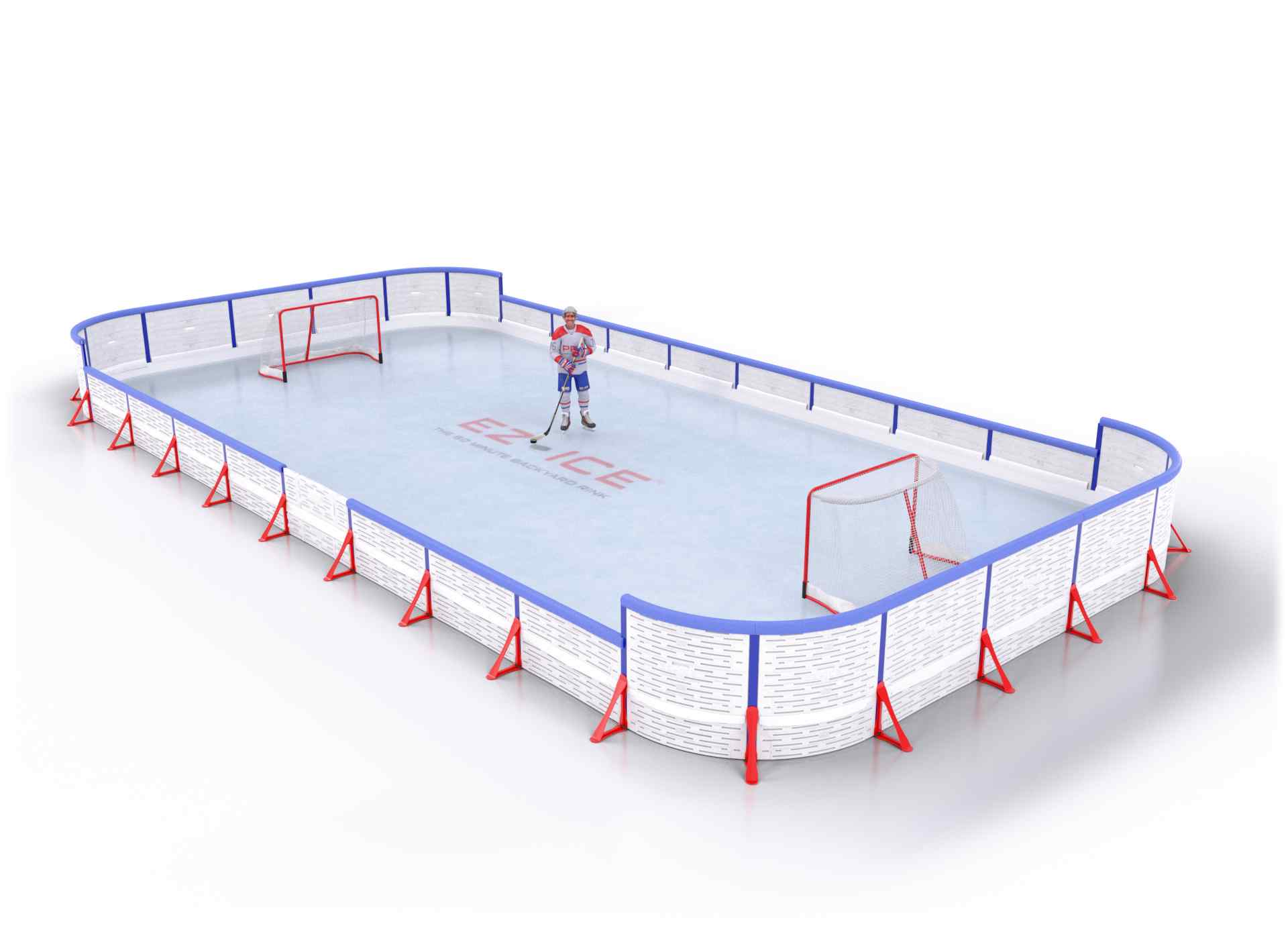EZ ICE PRO Home Arena System ™ – New Rink: [PRO // 25ft * 45ft // Arena-Double-Arena // Round Corners // With Bumpers] - 025045ADARBX