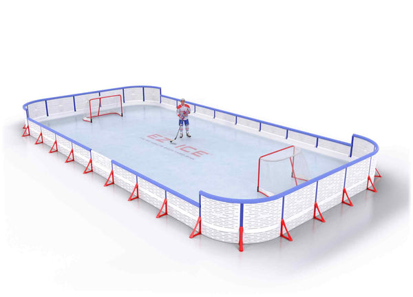 EZ ICE PRO Home Arena System ™ – New Rink: [PRO // 25ft * 45ft // Arena-Double-Arena // Round Corners // With Bumpers] - 025045ADARBX