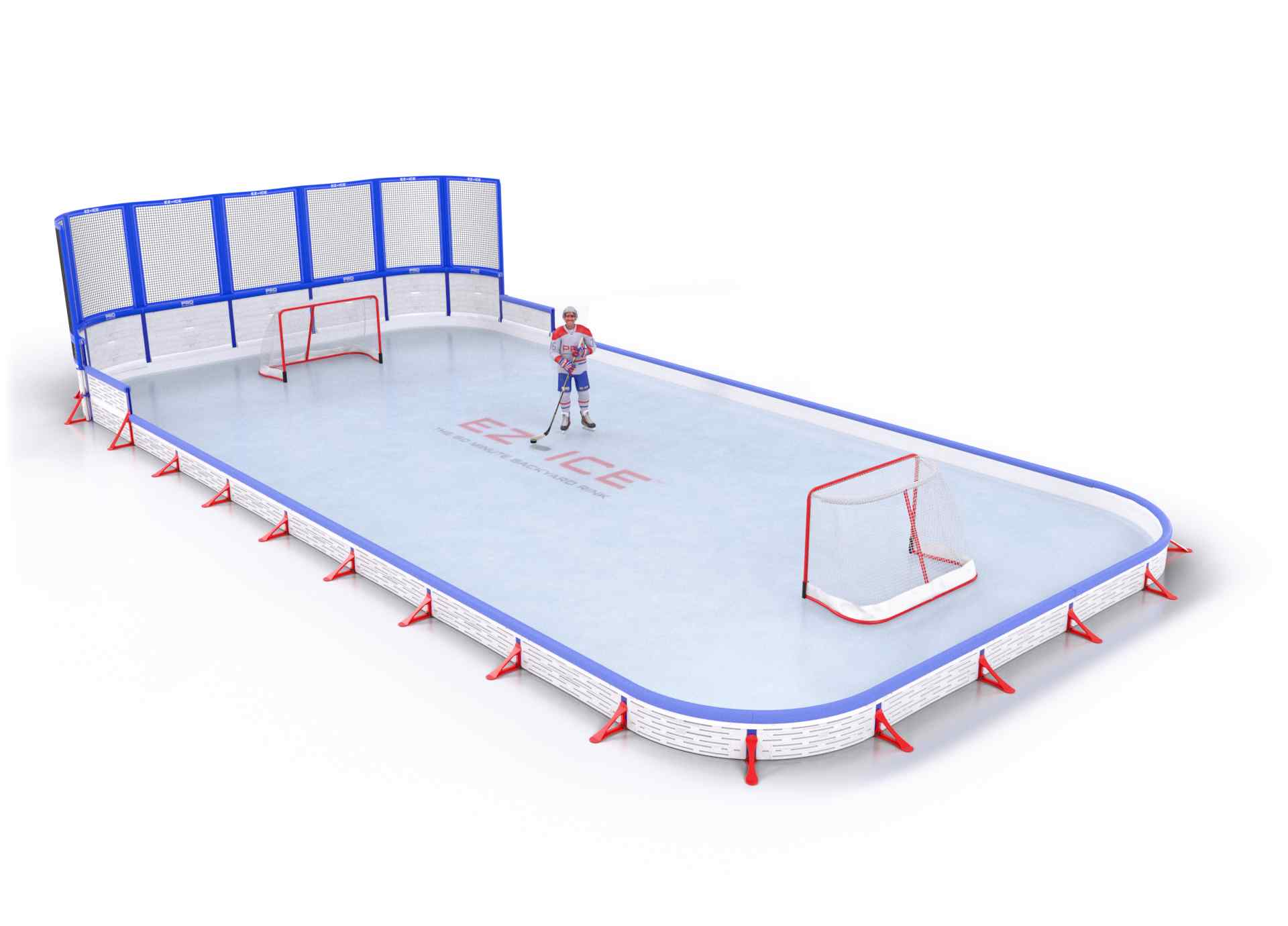 EZ ICE PRO Home Arena System ™ – Upgrade from [PRO // 25ft * 50ft // Classic-Classic-Classic // Square Corners // With Bumpers] to [PRO // 25ft * 50ft // Net-Classic-Classic // Round Corners // With Bumpers] - WUP000035853