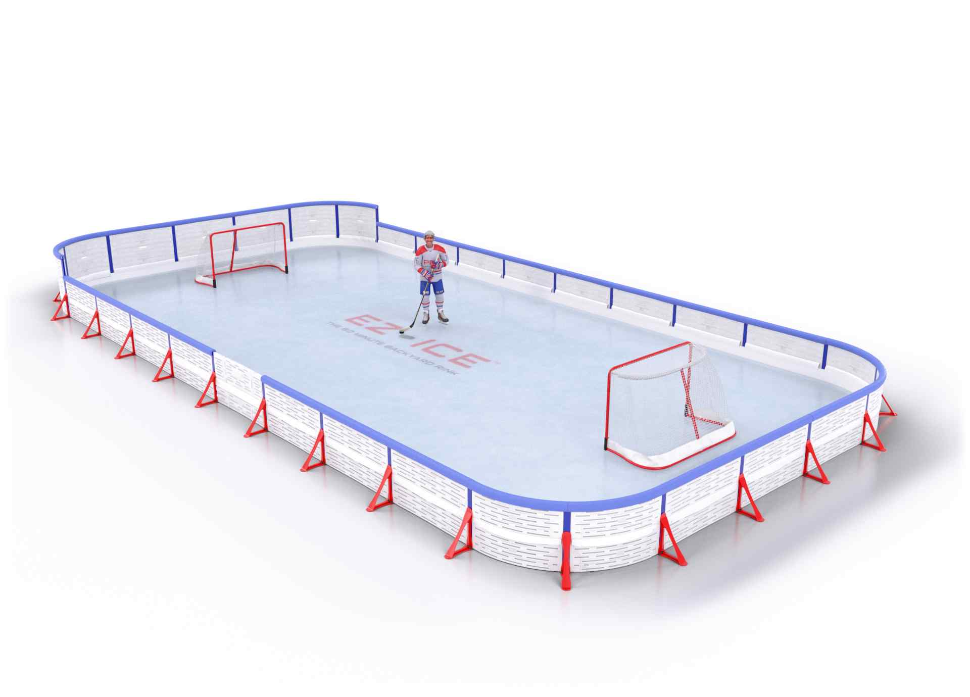 EZ ICE PRO Home Arena System ™ – New Rink: [PRO // 25ft * 50ft // Arena-Double-Double // Round Corners // With Bumpers] - 025050ADDRBX