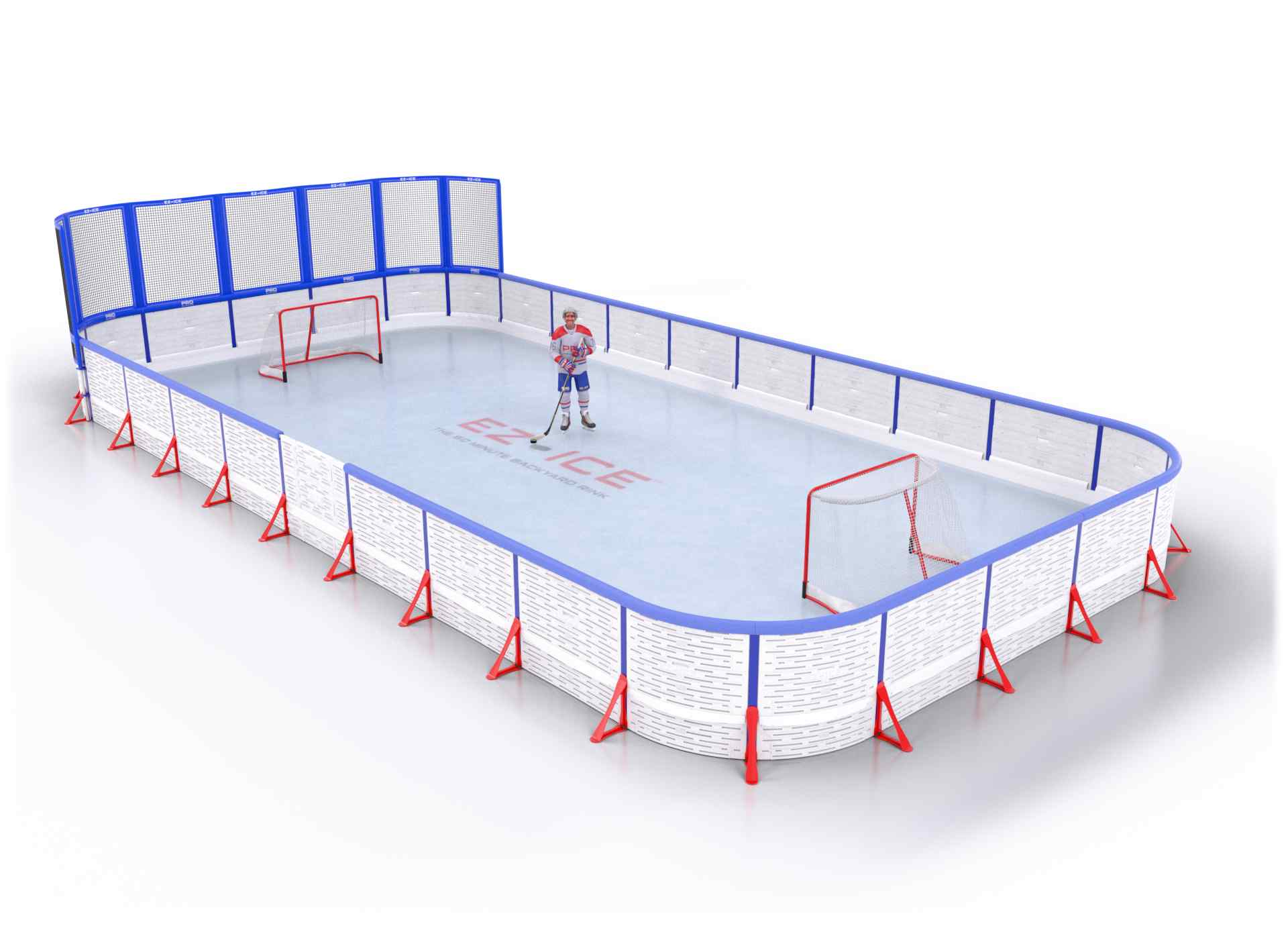 EZ ICE PRO Home Arena System ™ – New Rink: [PRO // 25ft * 50ft // Net-Arena-Arena // Round Corners // With Bumpers] - 025050NAARBX