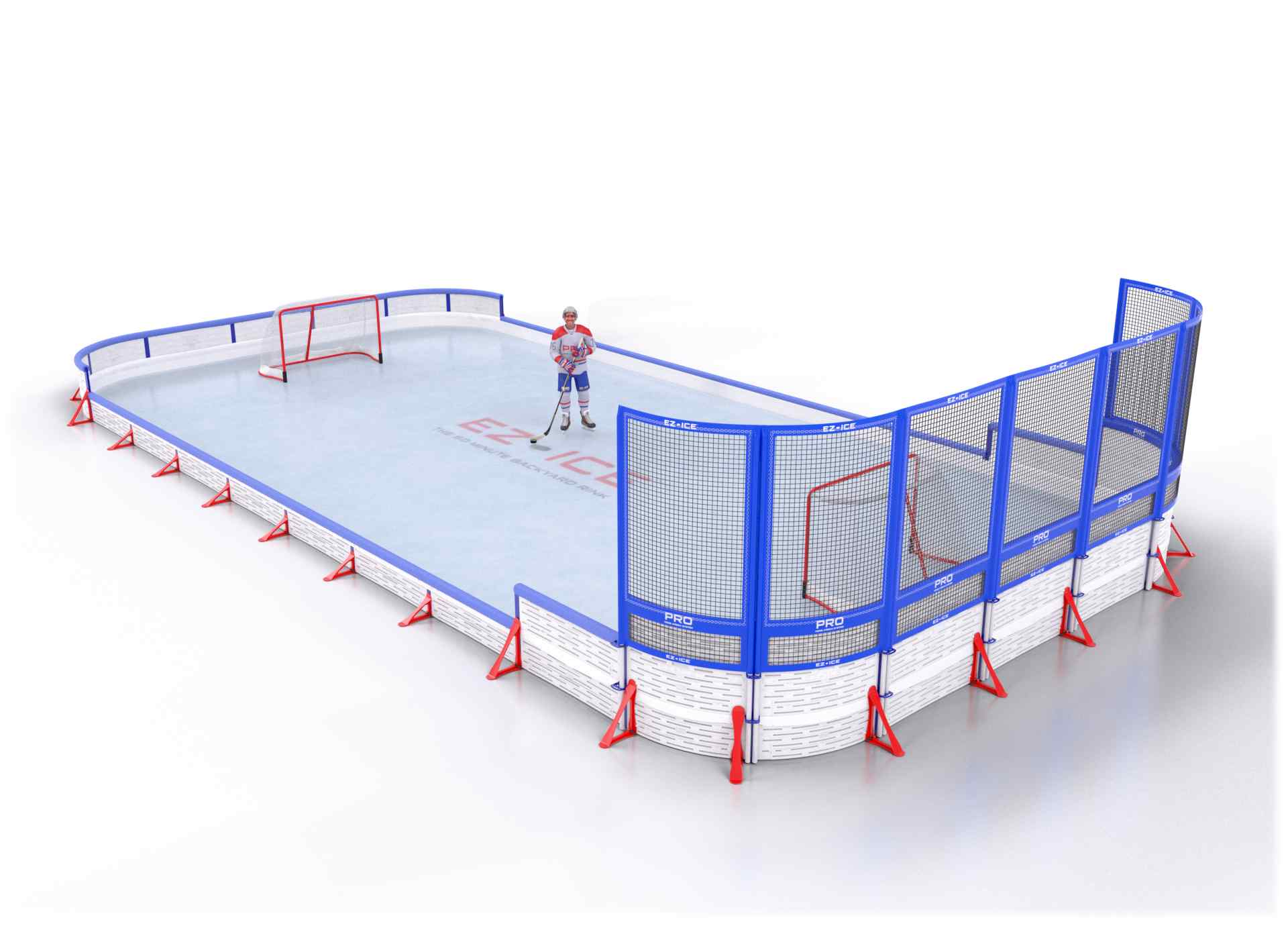 EZ ICE PRO Home Arena System ™ – Upgrade from [PRO // 20ft * 50ft // Classic-Classic-Double // Round Corners // With Bumpers] to [PRO // 25ft * 60ft // Double-Classic-Net // Round Corners // With Bumpers] - WUP000034335