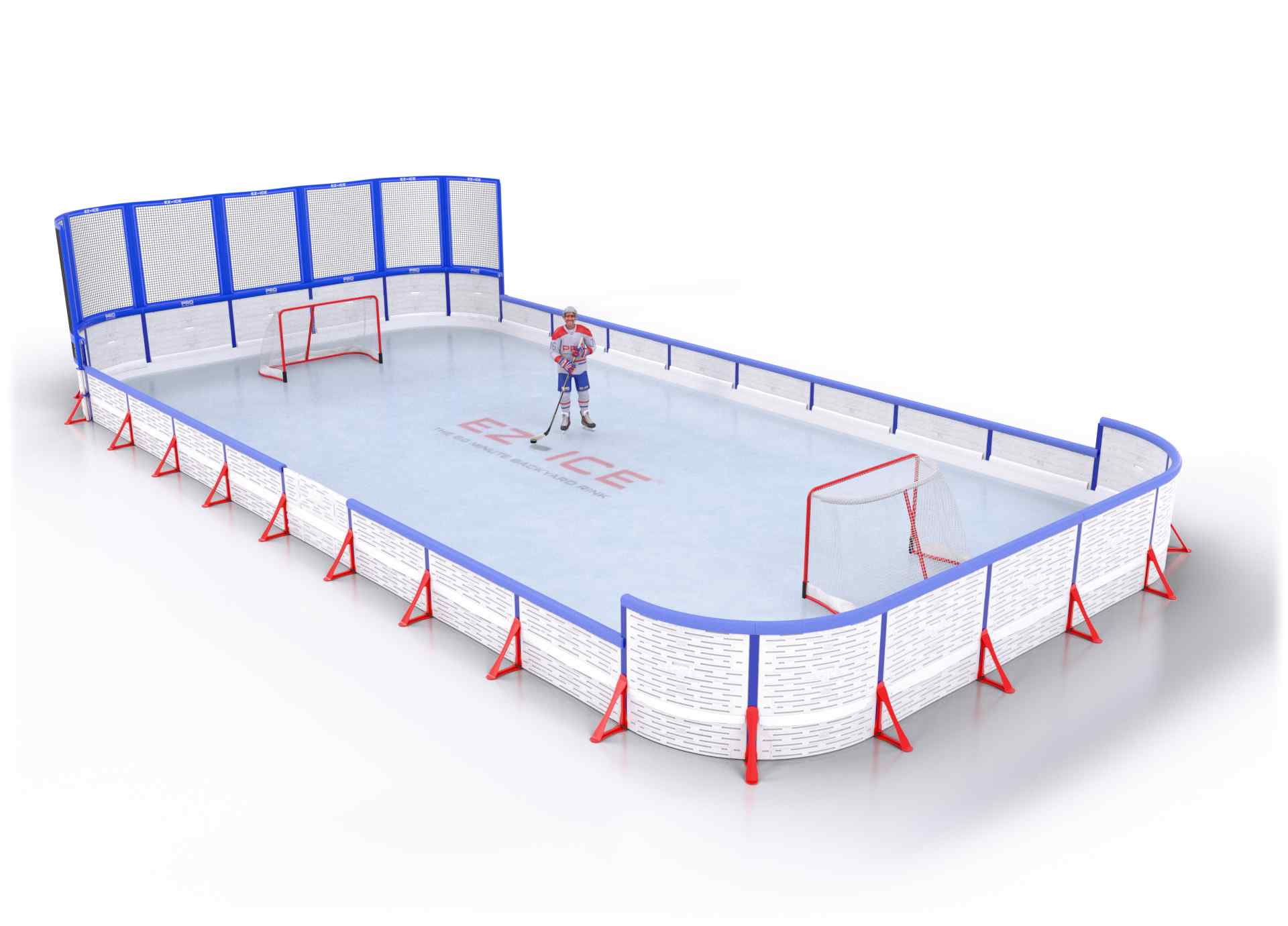 EZ ICE PRO Home Arena System ™ – New Rink: [PRO // 25ft * 50ft // Net-Double-Arena // Round Corners // With Bumpers] - 025050NDARBX