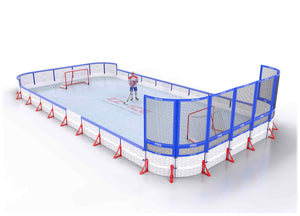 EZ ICE PRO Home Arena System ™ – New Rink: [PRO // 25ft * 45ft // Arena-Double-Net // Round Corners // With Bumpers] - 025045ADNRBX