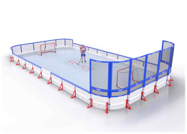 EZ ICE PRO Home Arena System ™ – New Rink: [PRO // 25ft * 50ft // Arena-Double-Net // Round Corners // With Bumpers] - 025050ADNRBX