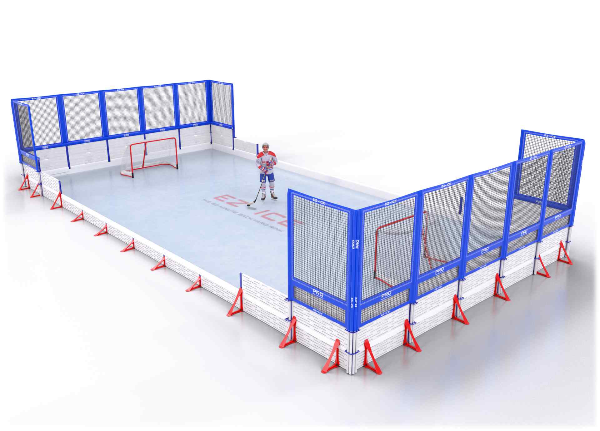 EZ ICE PRO Home Arena System ™ – Upgrade from [ORG // 25ft * 50ft // Classic-Classic-Classic // Square Corners // No Bumpers] to [ORG // 25ft * 50ft // Net-Classic-Net // Square Corners // No Bumpers] - WUP000004076