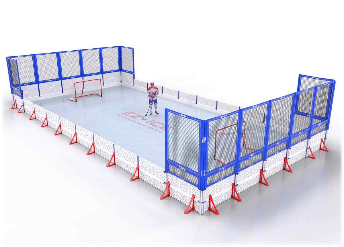 EZ ICE PRO Home Arena System ™ – New Rink: [PRO // 25ft * 45ft // Net-Double-Net // Square Corners // No Bumpers] - 025045NDNSXX