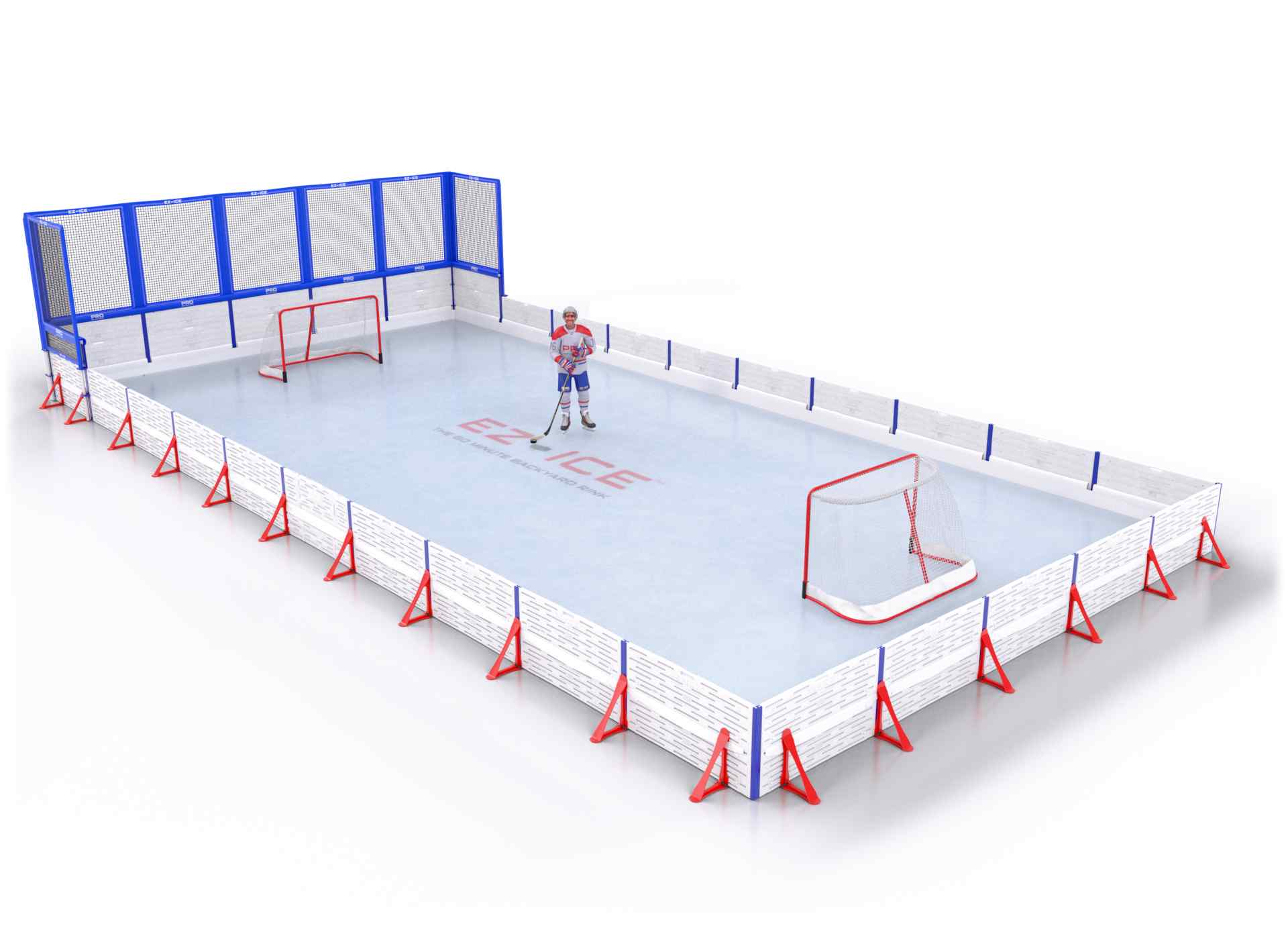 EZ ICE PRO Home Arena System ™ – New Rink: [PRO // 25ft * 50ft // Net-Double-Double // Square Corners // No Bumpers] - 025050NDDSXX