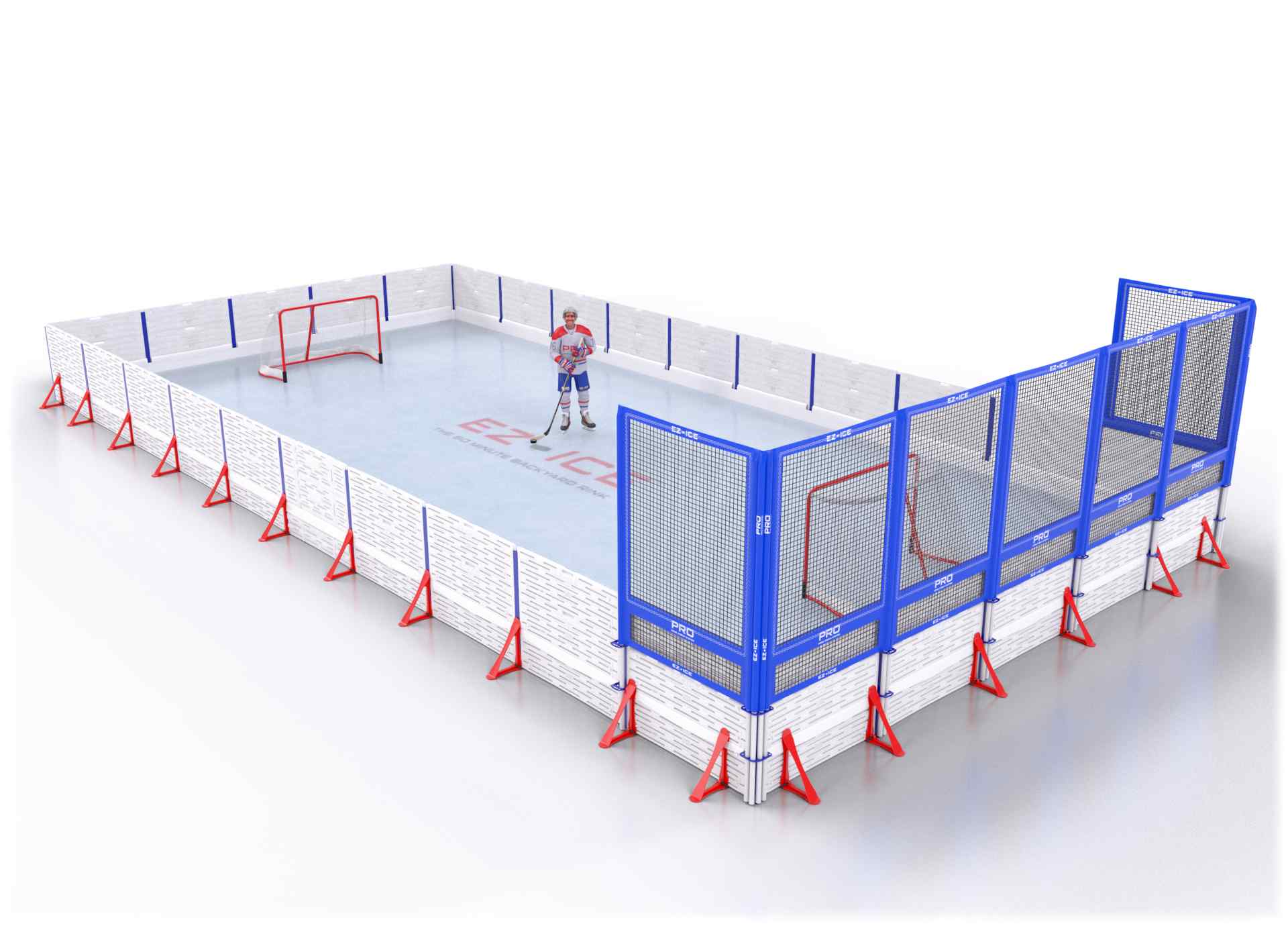 EZ ICE PRO Home Arena System ™ – New Rink: [PRO // 25ft * 50ft // Arena-Arena-Net // Square Corners // No Bumpers] - 025050AANSXX