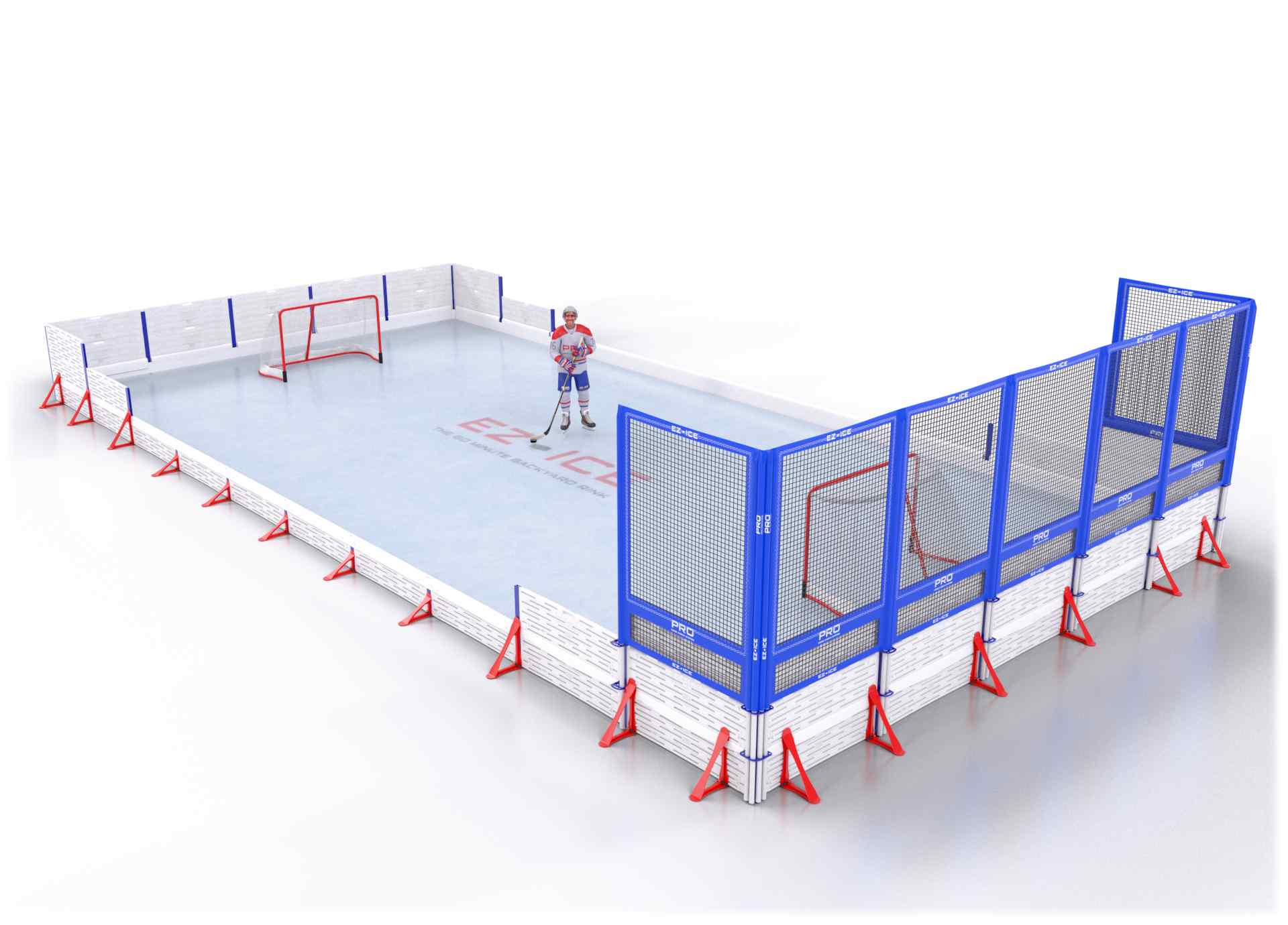 EZ ICE PRO Home Arena System ™ – New Rink: [PRO // 25ft * 75ft // Arena-Classic-Net // Square Corners // No Bumpers] - 025075ACNSXX