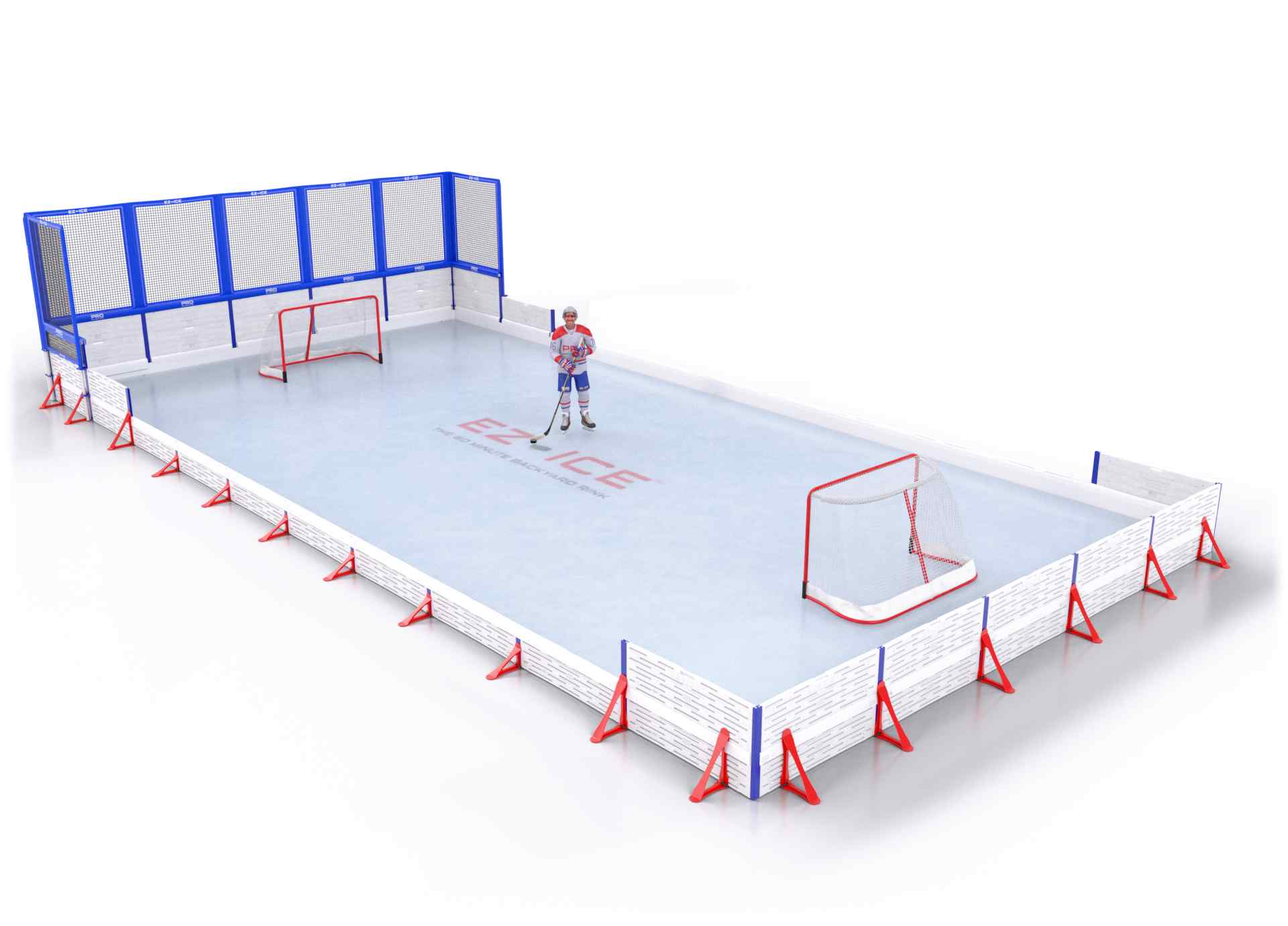 EZ ICE PRO Home Arena System ™ – Upgrade from [ORG // 30ft * 60ft // Classic-Classic-Classic // Square Corners // No Bumpers] to [ORG // 25ft * 45ft // Net-Classic-Double // Square Corners // No Bumpers] - WUP000035862