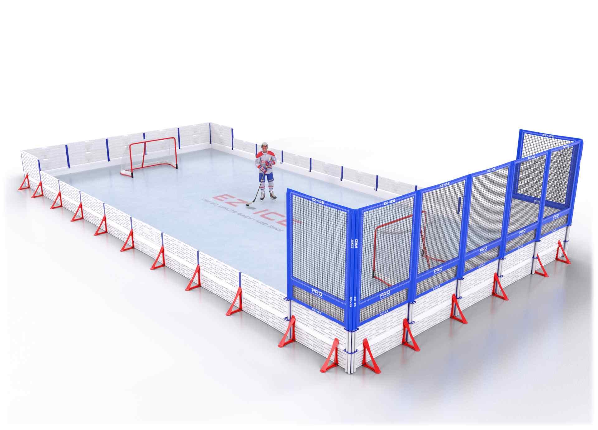 EZ ICE PRO Home Arena System ™ – New Rink: [PRO // 25ft * 50ft // Arena-Double-Net // Square Corners // No Bumpers] - 025050ADNSXX