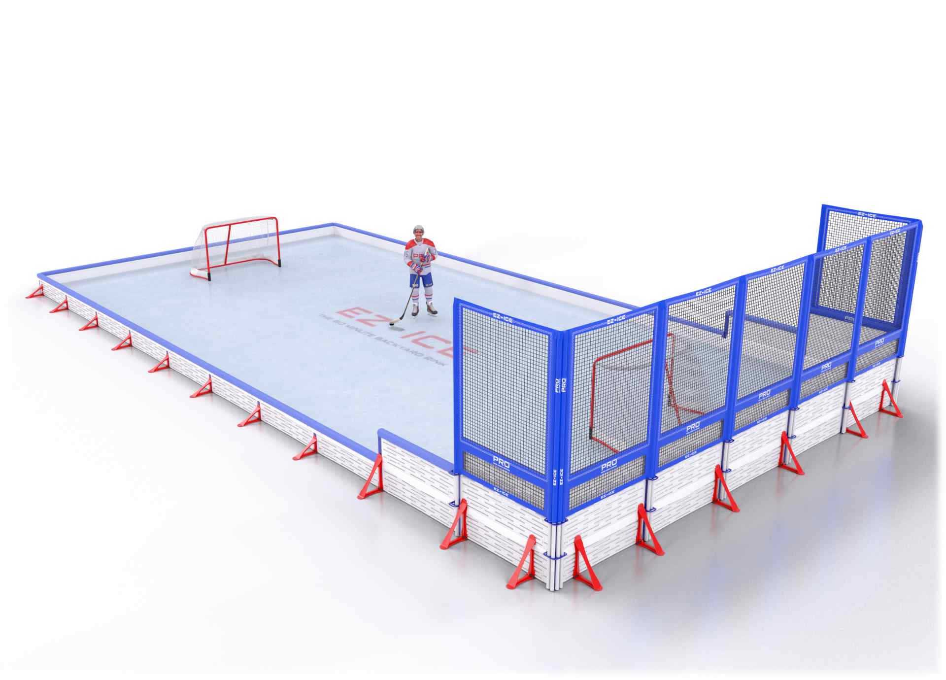 EZ ICE PRO Home Arena System ™ – New Rink: [PRO // 25ft * 45ft // Classic-Classic-Net // Square Corners // With Bumpers] - 025045CCNSBX