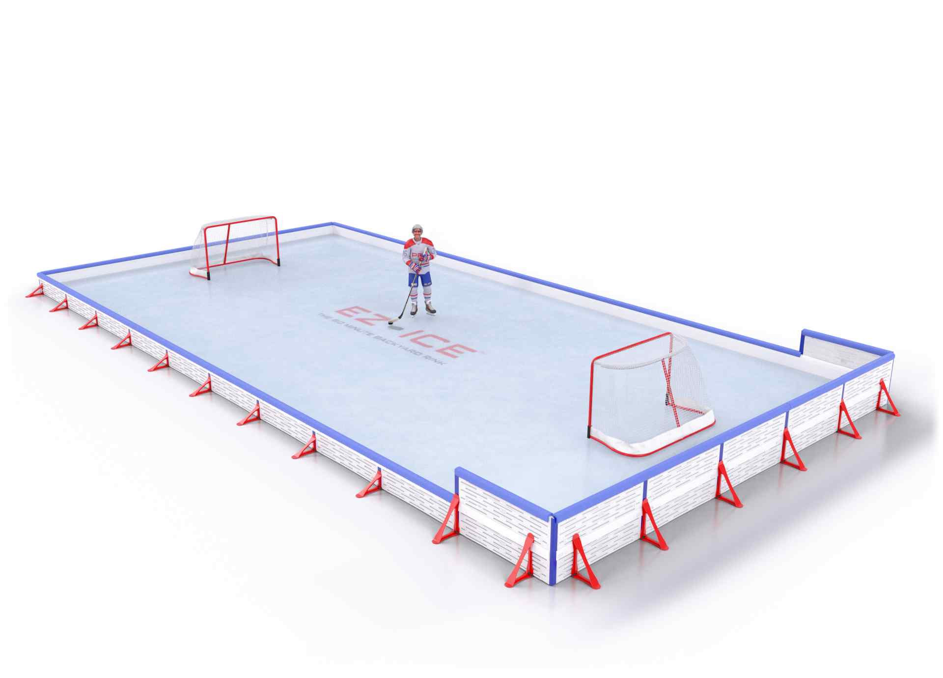 EZ ICE PRO Home Arena System ™ – New Rink: [PRO // 25ft * 50ft // Classic-Classic-Double // Square Corners // With Bumpers] - 025050CCDSBX