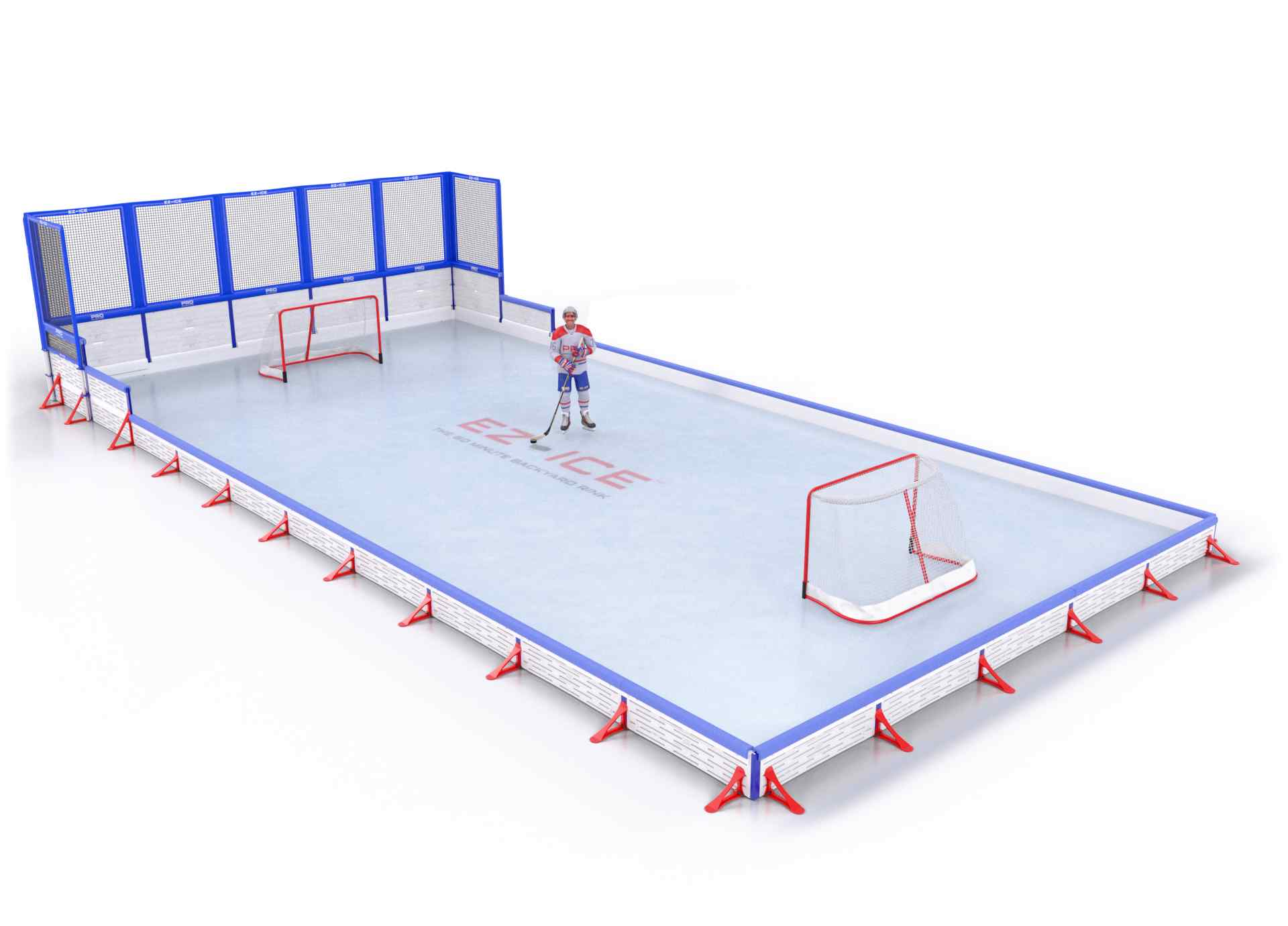 EZ ICE PRO Home Arena System ™ – Upgrade from [ORG // 25ft * 50ft // Classic-Classic-Classic // Square Corners // No Bumpers] to [ORG // 25ft * 50ft // Net-Classic-Classic // Square Corners // With Bumpers] - WUP000035068