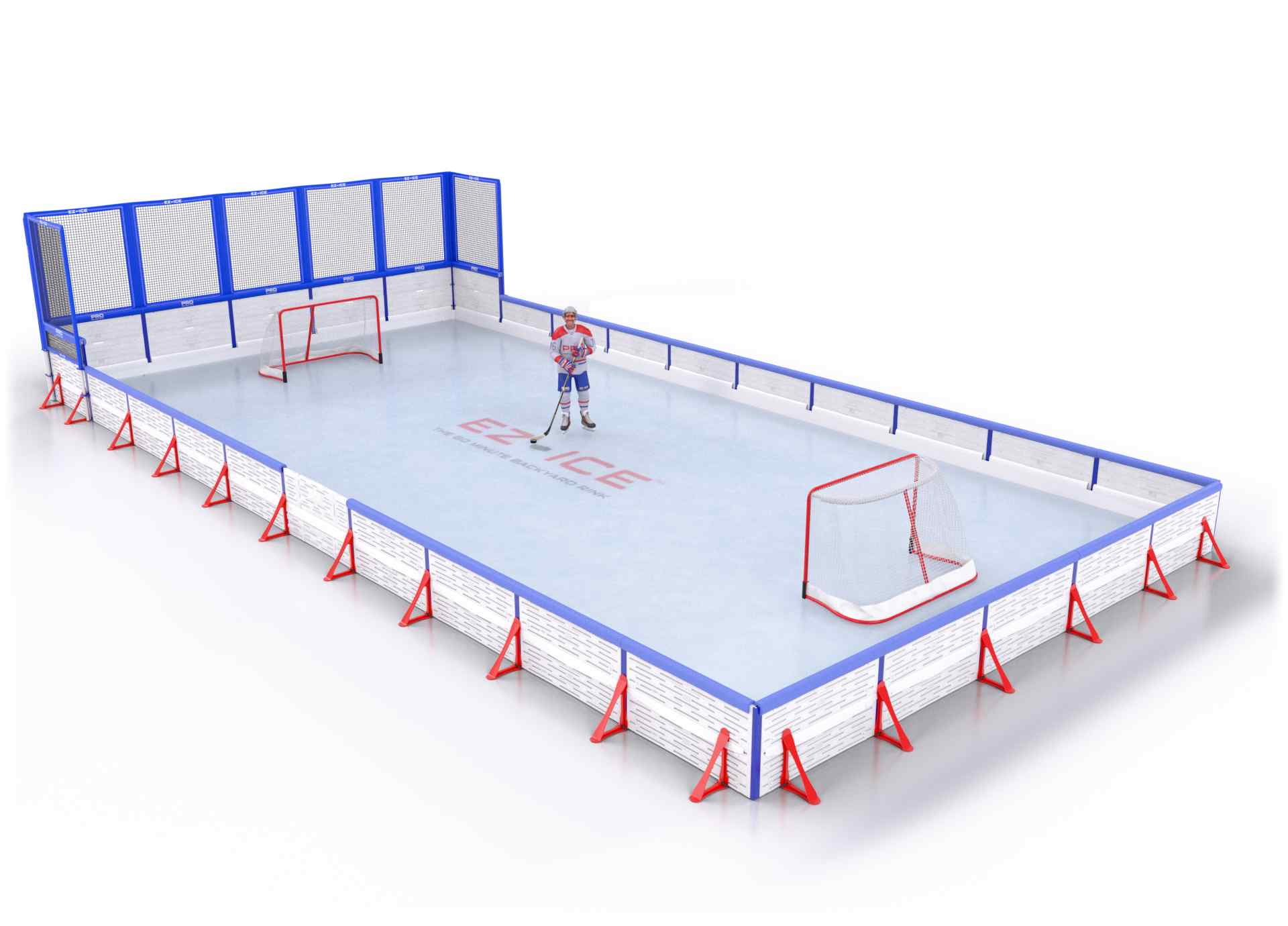 EZ ICE PRO Home Arena System ™ – New Rink: [PRO // 25ft * 50ft // Net-Double-Double // Square Corners // With Bumpers] - 025050NDDSBX