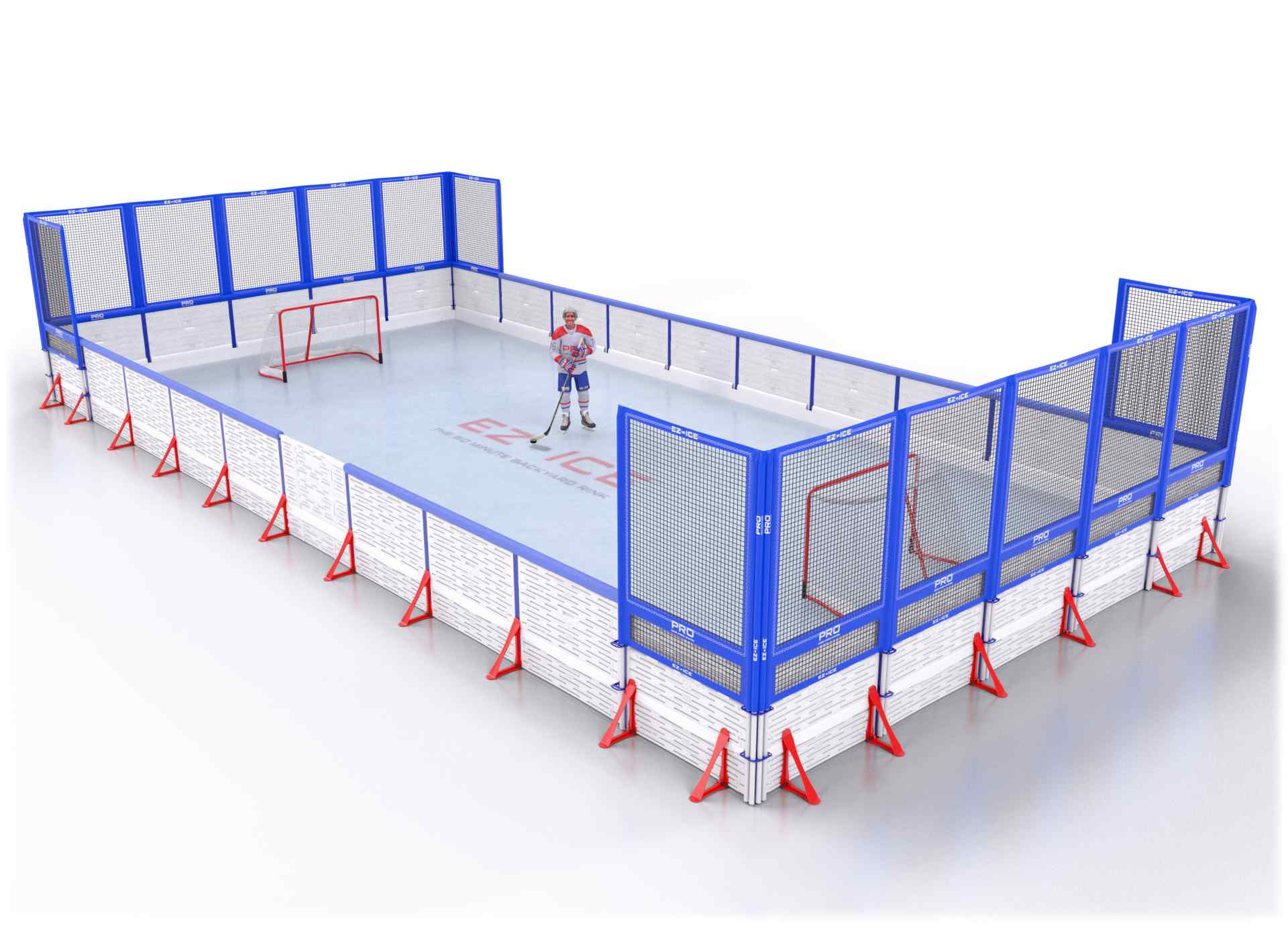 EZ ICE PRO Home Arena System ™ – New Rink: [PRO // 25ft * 50ft // Net-Arena-Net // Square Corners // With Bumpers] - 025050NANSBX