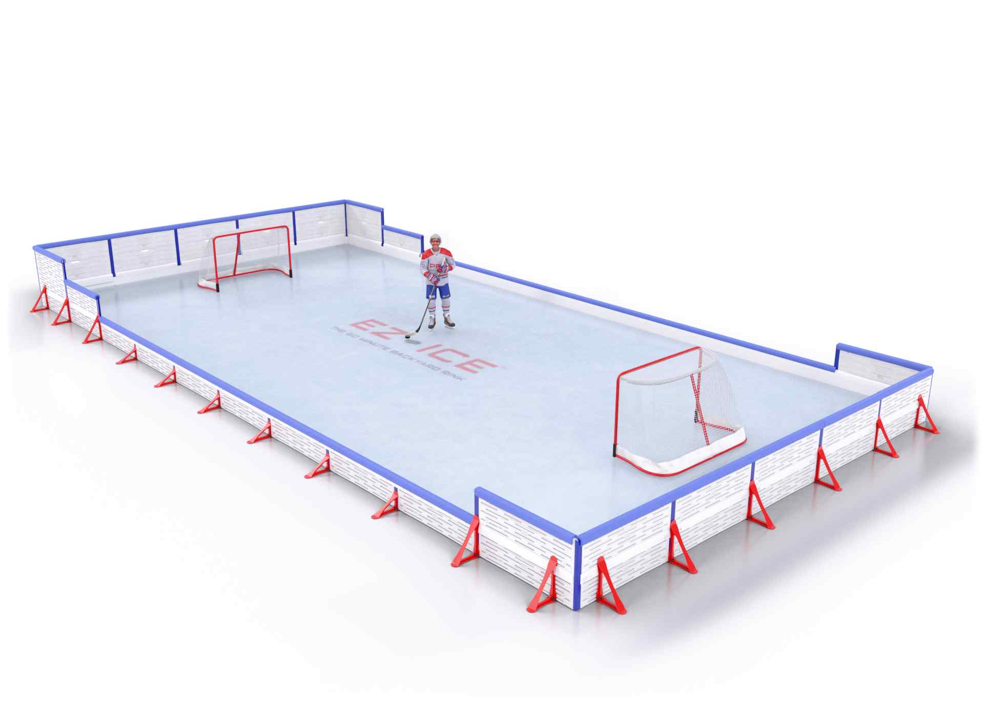 EZ ICE PRO Home Arena System ™ – New Rink: [PRO // 25ft * 45ft // Arena-Classic-Double // Square Corners // With Bumpers] - 025045ACDSBX