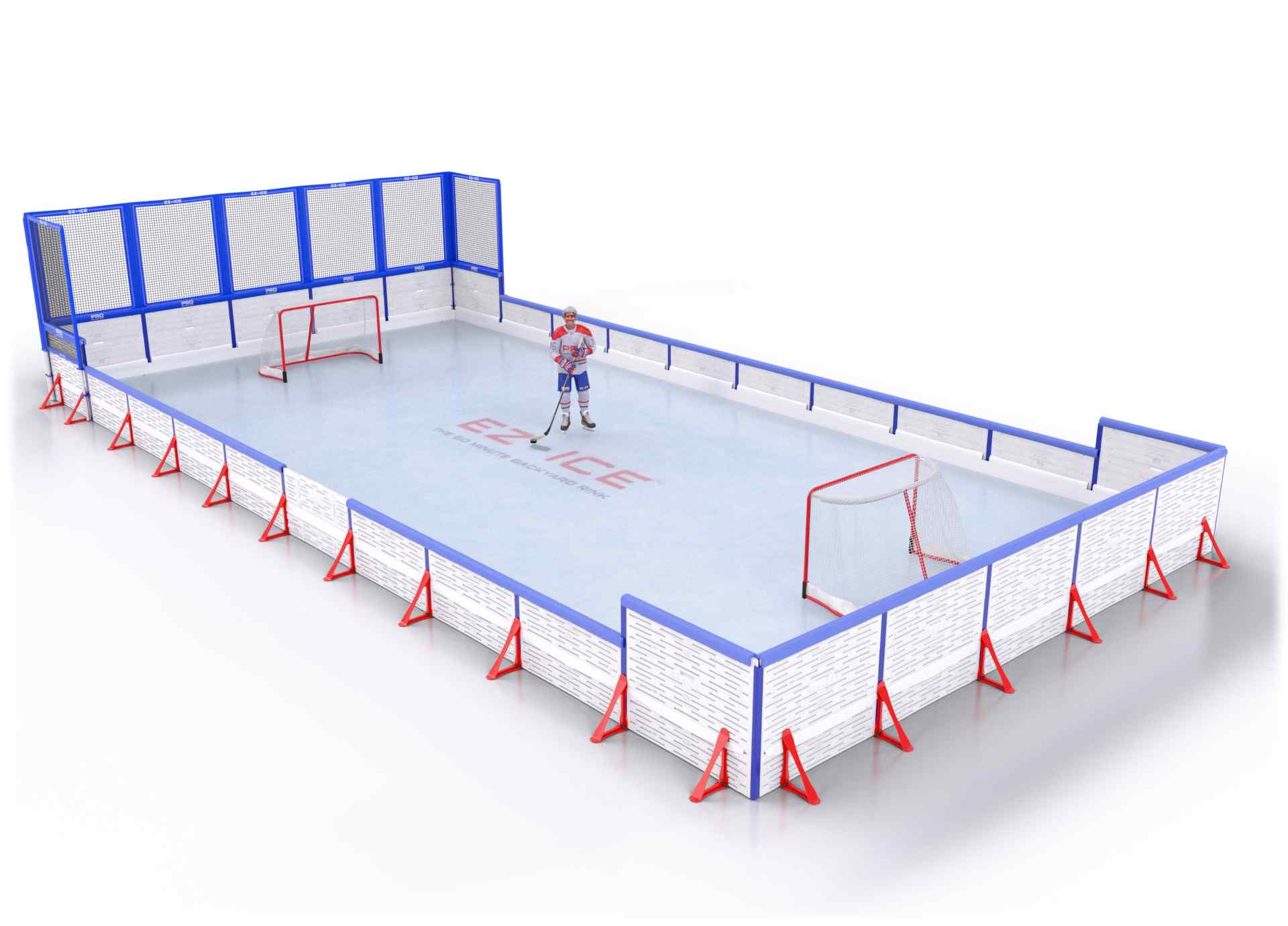 EZ ICE PRO Home Arena System ™ – Upgrade from [PRO // 25ft * 30ft // Net-Double-Double // Square Corners // No Bumpers] to [PRO // 25ft * 30ft // Net-Double-Arena // Square Corners // With Bumpers] - WUP000022923