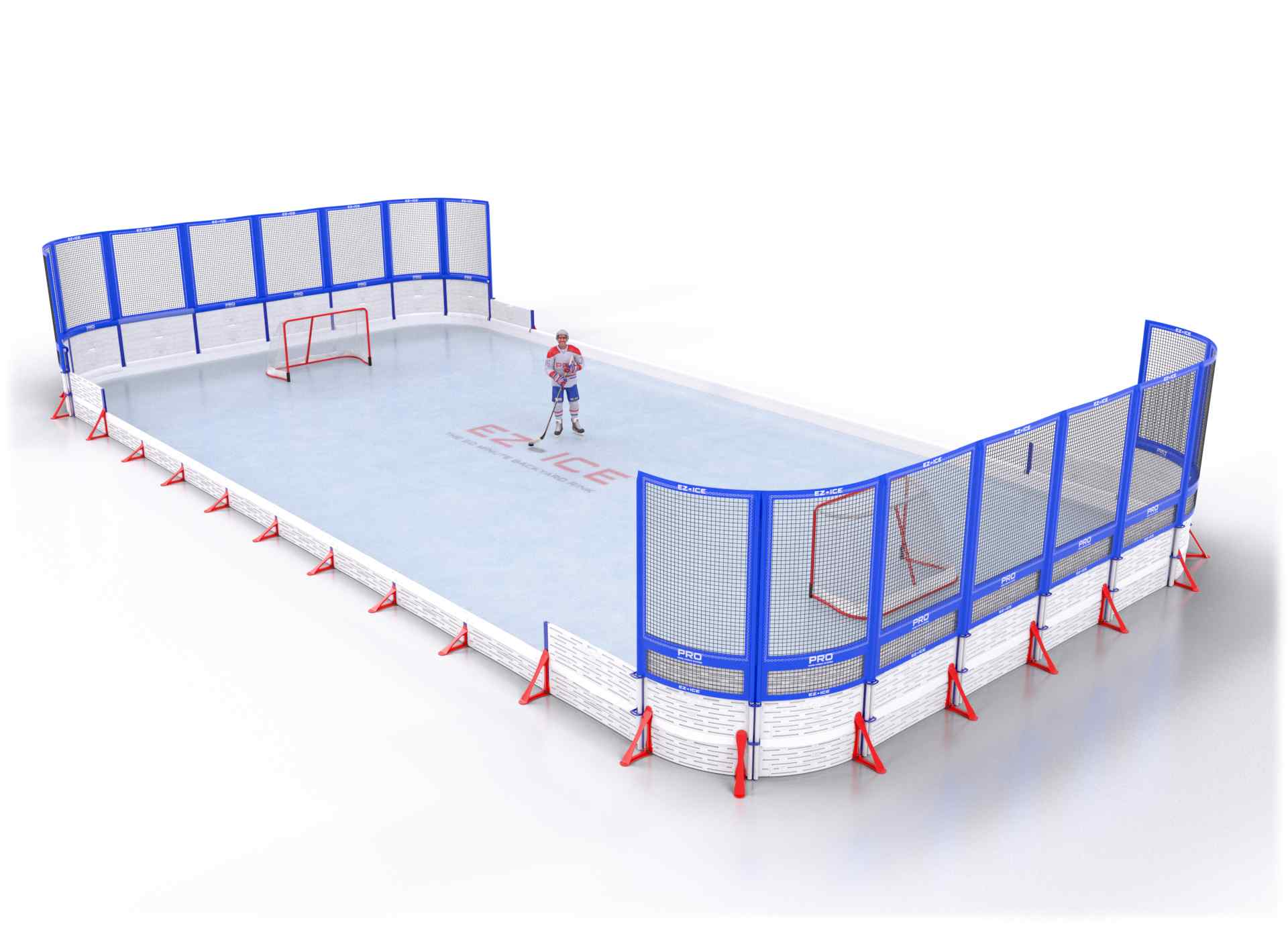 EZ ICE PRO Home Arena System ™ – Upgrade from [ORG // 20ft * 40ft // Classic-Classic-Classic // Square Corners // No Bumpers] to [PRO // 30ft * 60ft // Net-Classic-Net // Round Corners // No Bumpers] - WUP000035932