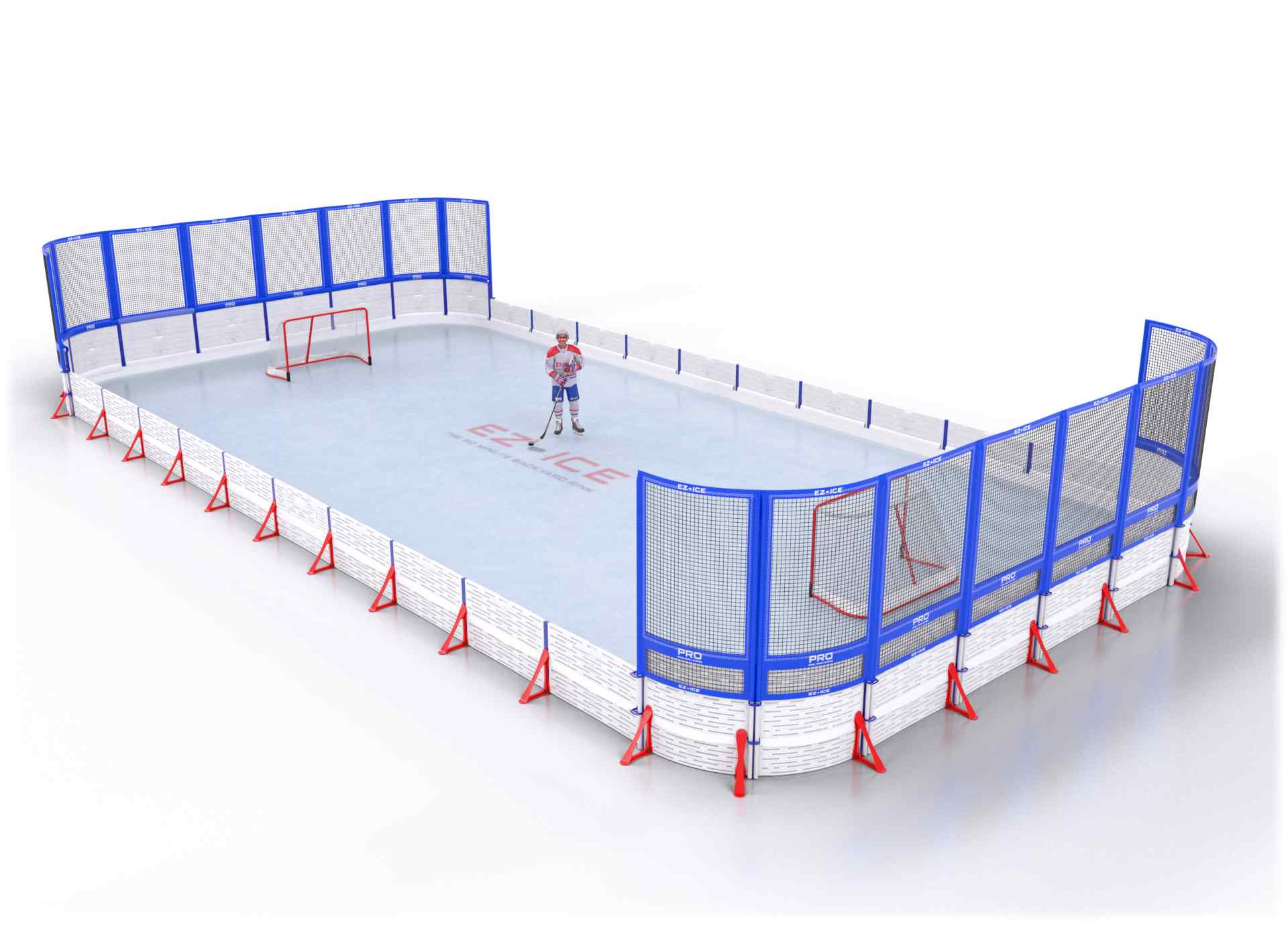 EZ ICE PRO Home Arena System ™ – Upgrade from [PRO // 25ft * 50ft // Net-Double-Double // Round Corners // No Bumpers] to [ORG // 30ft * 60ft // Net-Double-Net // Round Corners // No Bumpers] - WUP000035907