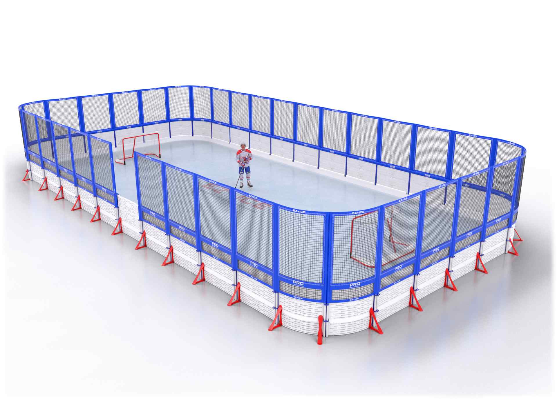EZ ICE PRO Home Arena System ™ – New Rink: [PRO // 30ft * 55ft // Net-Net-Net // Round Corners // With Bumpers] - 030055NNNRBX