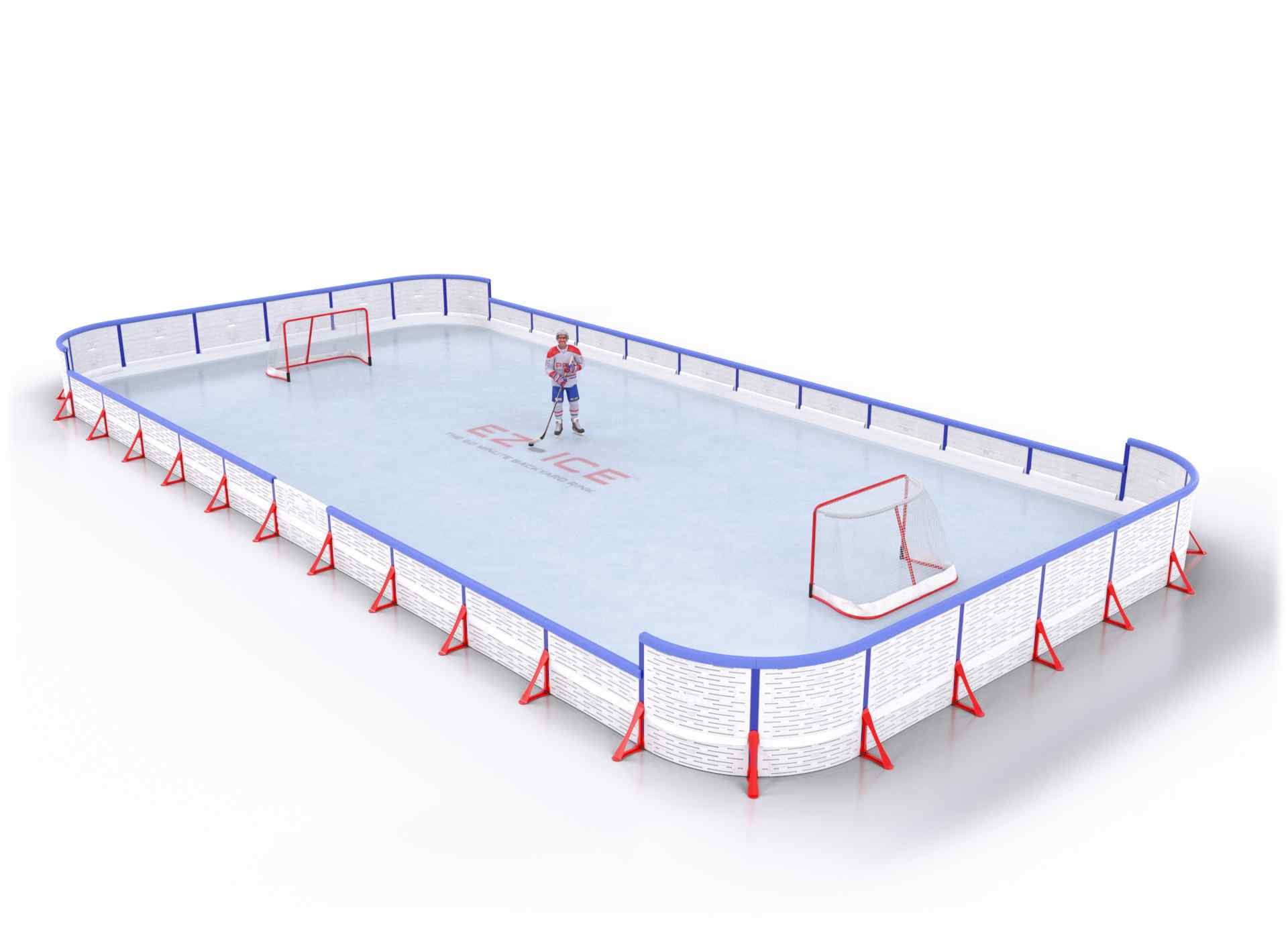 EZ ICE PRO Home Arena System ™ – New Rink: [PRO // 30ft * 60ft // Arena-Double-Arena // Round Corners // With Bumpers] - 030060ADARBX