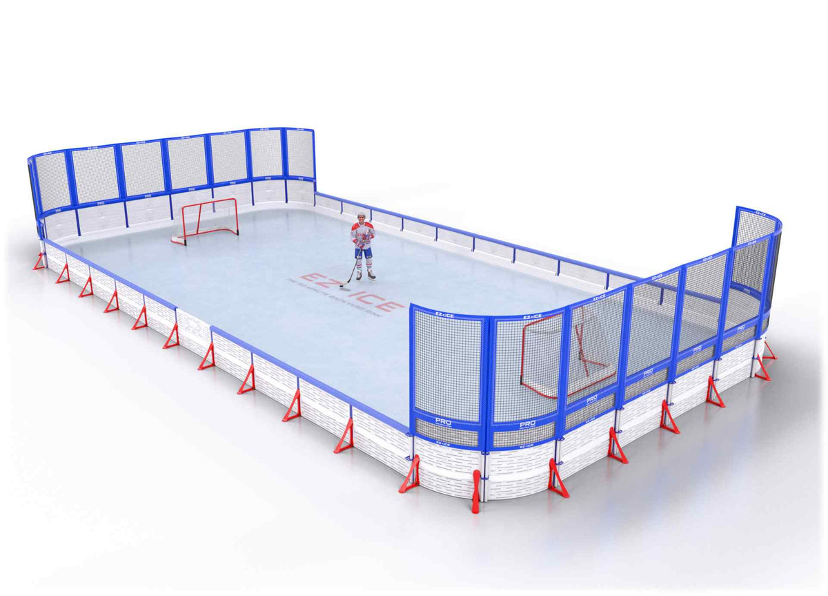 EZ ICE PRO Home Arena System ™ – New Rink: [PRO // 30ft * 60ft // Net-Double-Net // Round Corners // With Bumpers] - 030060NDNRBX