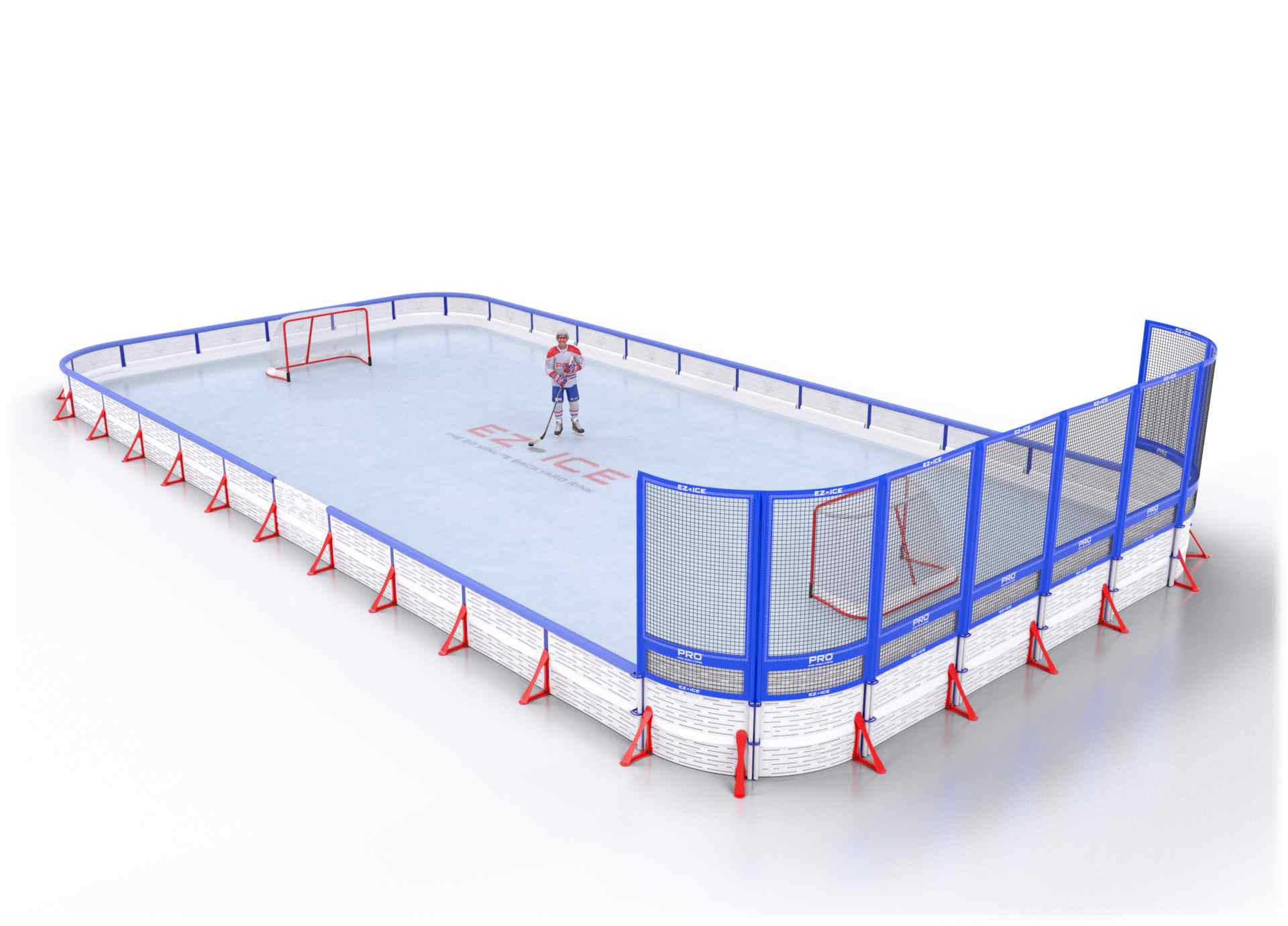 EZ ICE PRO Home Arena System ™ – New Rink: [PRO // 30ft * 65ft // Double-Double-Net // Round Corners // With Bumpers] - 030065DDNRBX