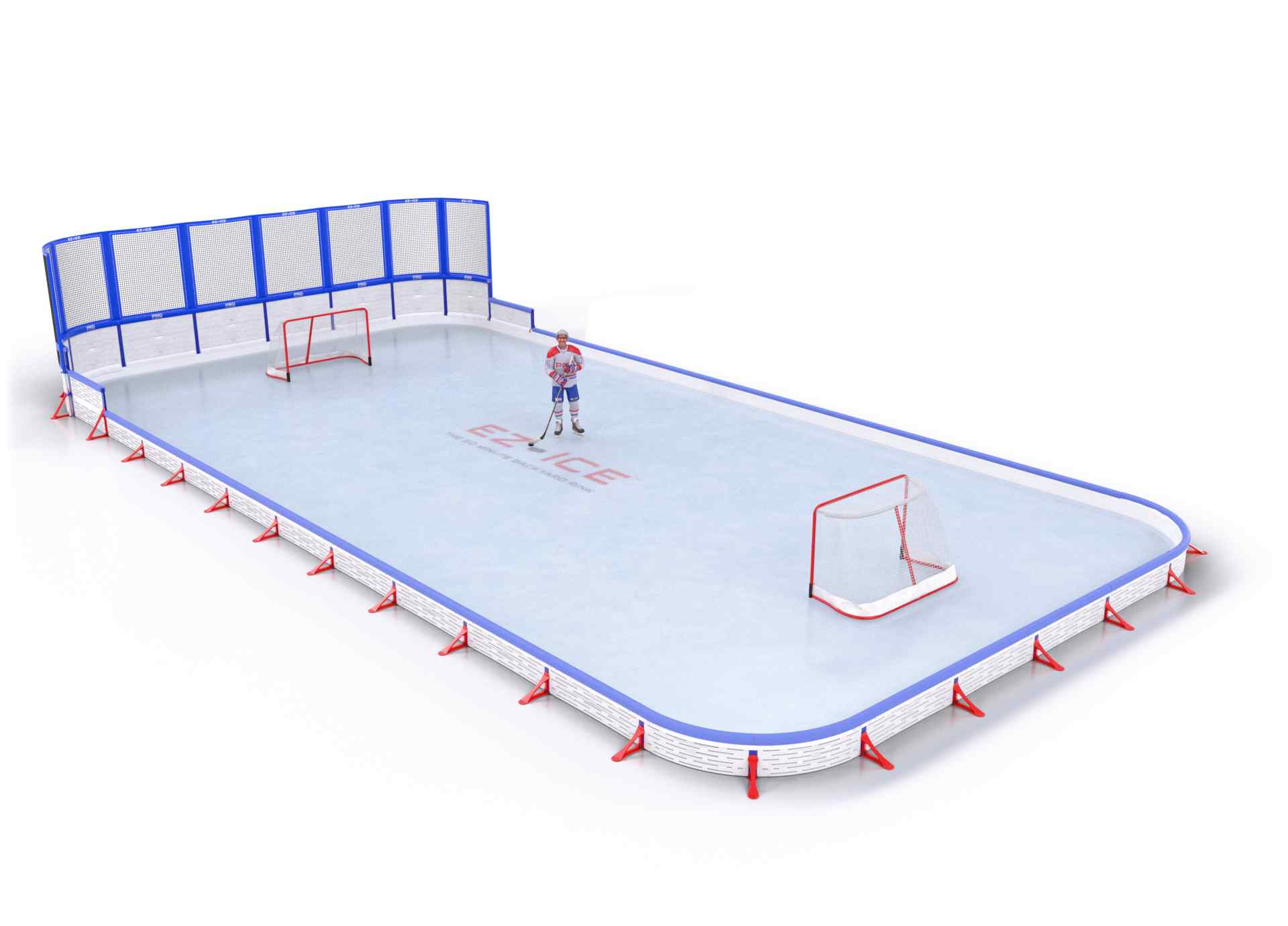 EZ ICE PRO Home Arena System ™ – Upgrade from [ORG // 30ft * 60ft // Classic-Classic-Classic // Square Corners // No Bumpers] to [ORG // 30ft * 60ft // Net-Classic-Classic // Round Corners // With Bumpers] - WUP000035783