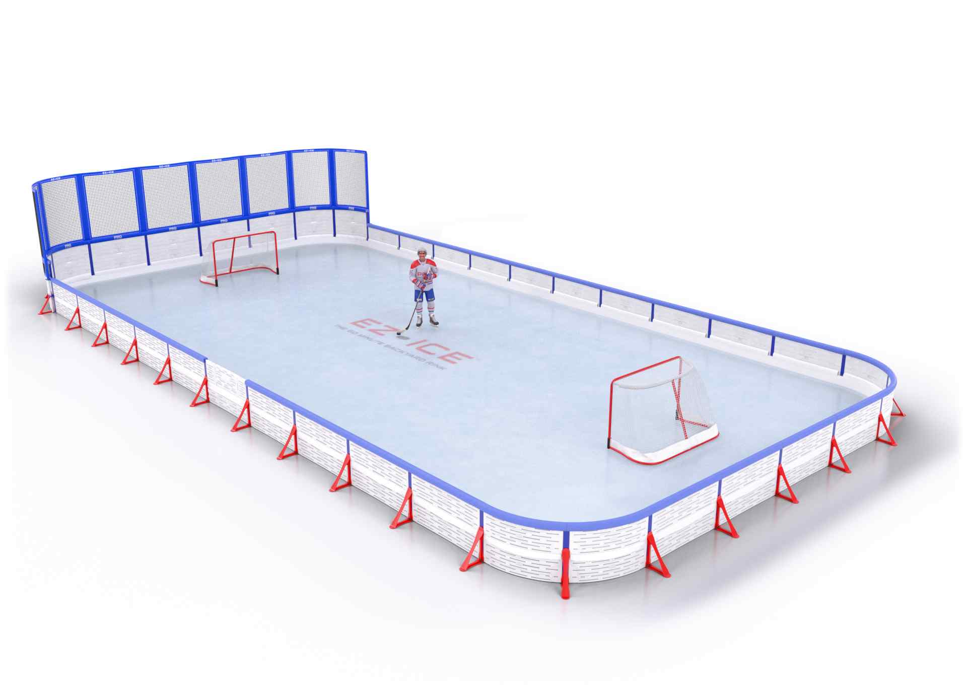 EZ ICE PRO Home Arena System ™ – Upgrade from [ORG // 25ft * 50ft // Classic-Classic-Classic // Square Corners // No Bumpers] to [ORG // 30ft * 60ft // Net-Double-Double // Round Corners // With Bumpers] - WUP000035367