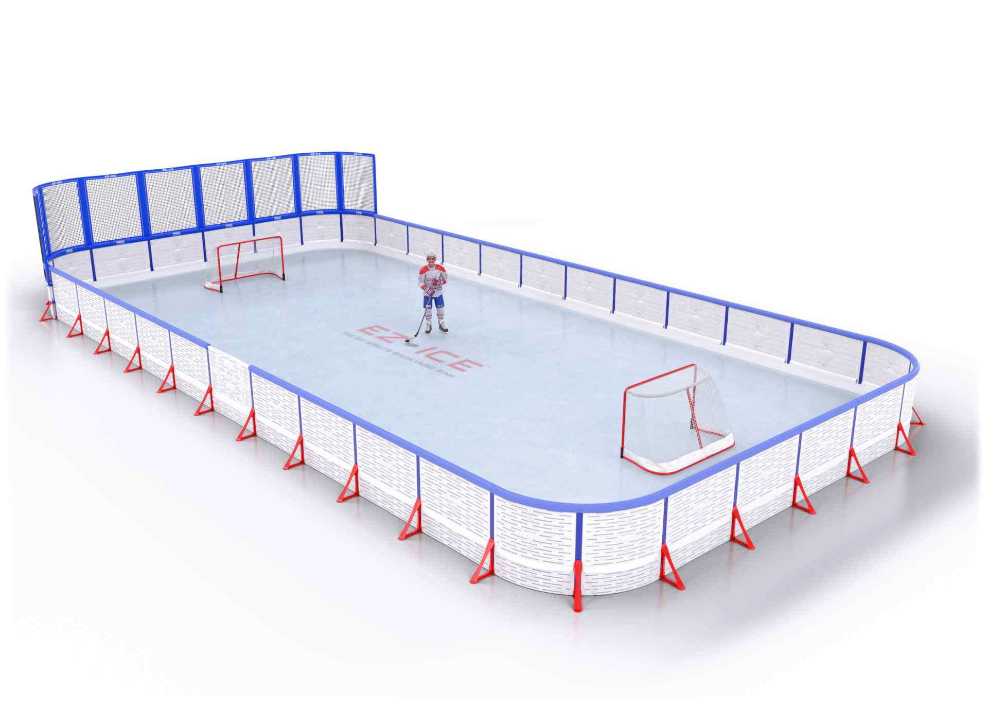 EZ ICE PRO Home Arena System ™ – New Rink: [PRO // 30ft * 60ft // Net-Arena-Arena // Round Corners // With Bumpers] - 030060NAARBX