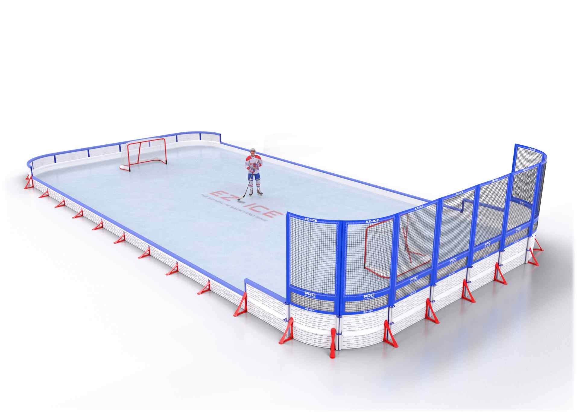 EZ ICE PRO Home Arena System ™ – New Rink: [PRO // 30ft * 60ft // Double-Classic-Net // Round Corners // With Bumpers] - 030060DCNRBX