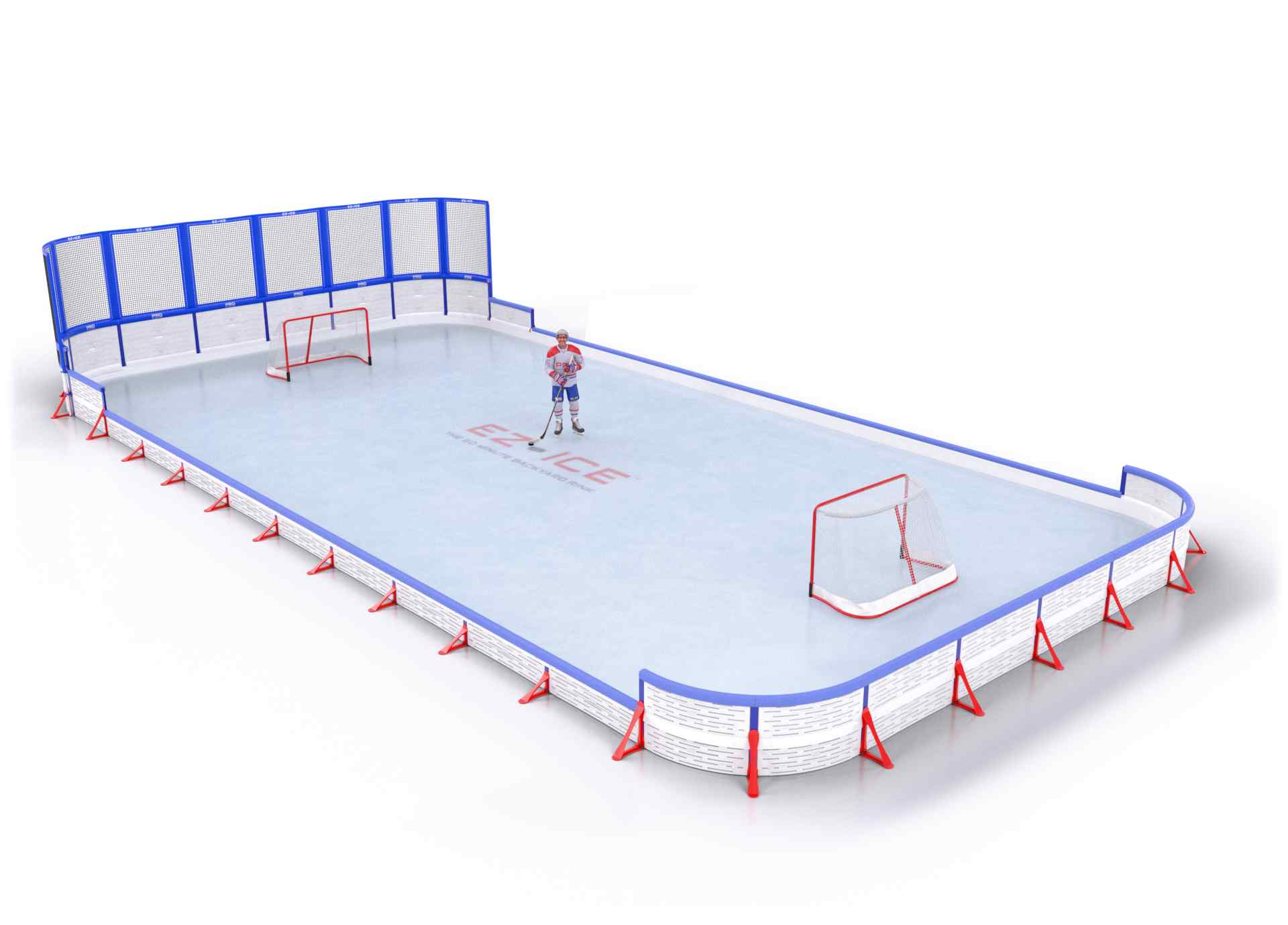 EZ ICE PRO Home Arena System ™ – Upgrade from [ORG // 20ft * 40ft // Classic-Classic-Classic // Square Corners // No Bumpers] to [PRO // 30ft * 50ft // Net-Classic-Double // Round Corners // With Bumpers] - WUP000035972
