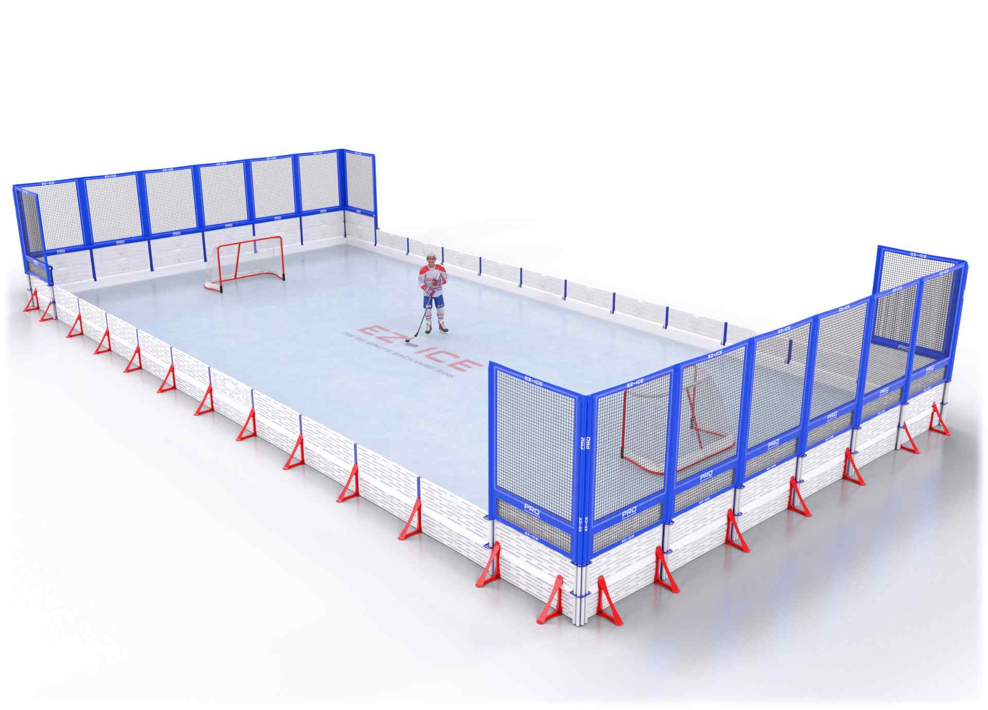 EZ ICE PRO Home Arena System ™ – New Rink: [PRO // 30ft * 55ft // Net-Double-Net // Square Corners // No Bumpers] - 030055NDNSXX