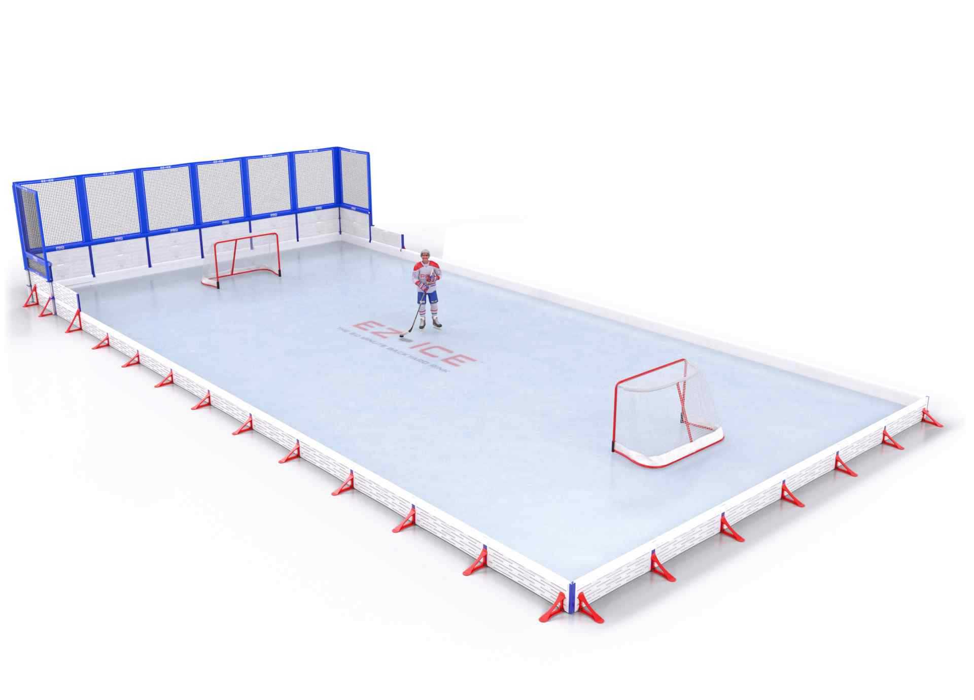 EZ ICE PRO Home Arena System ™ – Upgrade from [ORG // 20ft * 40ft // Classic-Classic-Classic // Square Corners // No Bumpers] to [ORG // 30ft * 60ft // Net-Classic-Classic // Square Corners // No Bumpers] - WUP000003970
