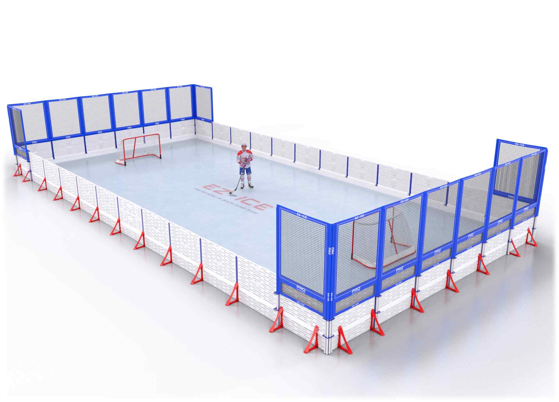 EZ ICE PRO Home Arena System ™ – New Rink: [PRO // 30ft * 60ft // Net-Arena-Net // Square Corners // No Bumpers] - 030060NANSXX