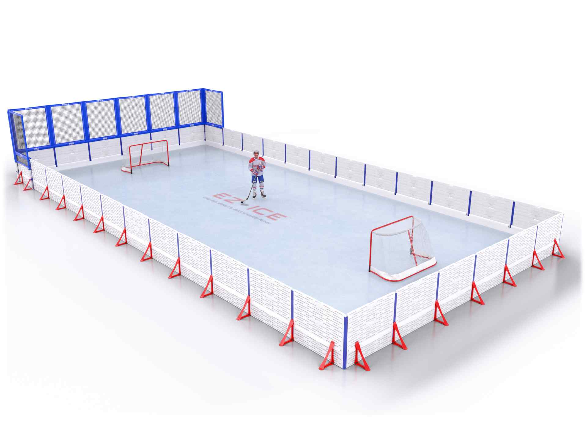 EZ ICE PRO Home Arena System ™ – Upgrade from [PRO // 30ft * 50ft // Arena-Arena-Arena // Square Corners // No Bumpers] to [PRO // 30ft * 50ft // Net-Arena-Arena // Square Corners // No Bumpers] - WUP000025246