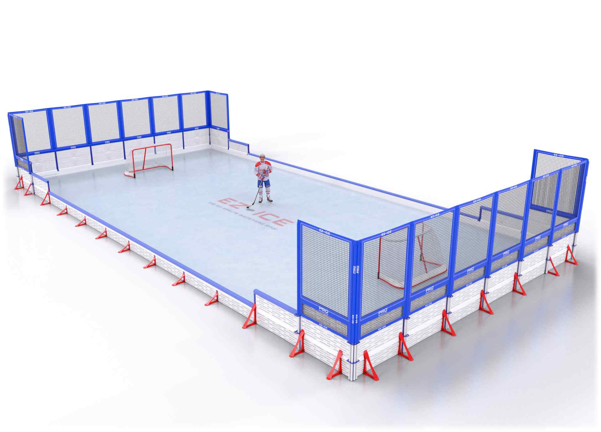 EZ ICE PRO Home Arena System ™ – New Rink: [PRO // 30ft * 60ft // Net-Classic-Net // Square Corners // With Bumpers] - 030060NCNSBX