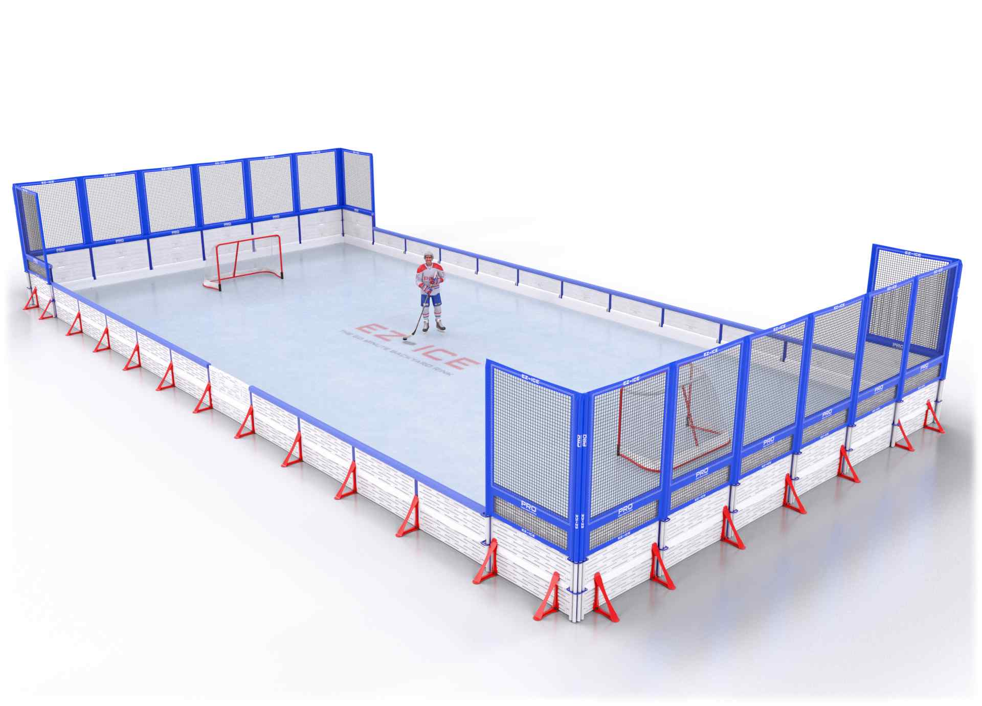 EZ ICE PRO Home Arena System ™ – New Rink: [PRO // 30ft * 50ft // Net-Double-Net // Square Corners // With Bumpers] - 030050NDNSBX