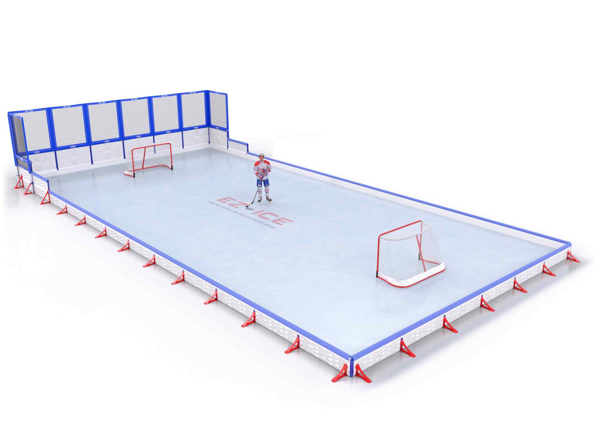EZ ICE PRO Home Arena System ™ – Upgrade from [ORG // 30ft * 60ft // Classic-Classic-Classic // Square Corners // No Bumpers] to [ORG // 30ft * 60ft // Net-Classic-Classic // Square Corners // With Bumpers] - WUP000002961