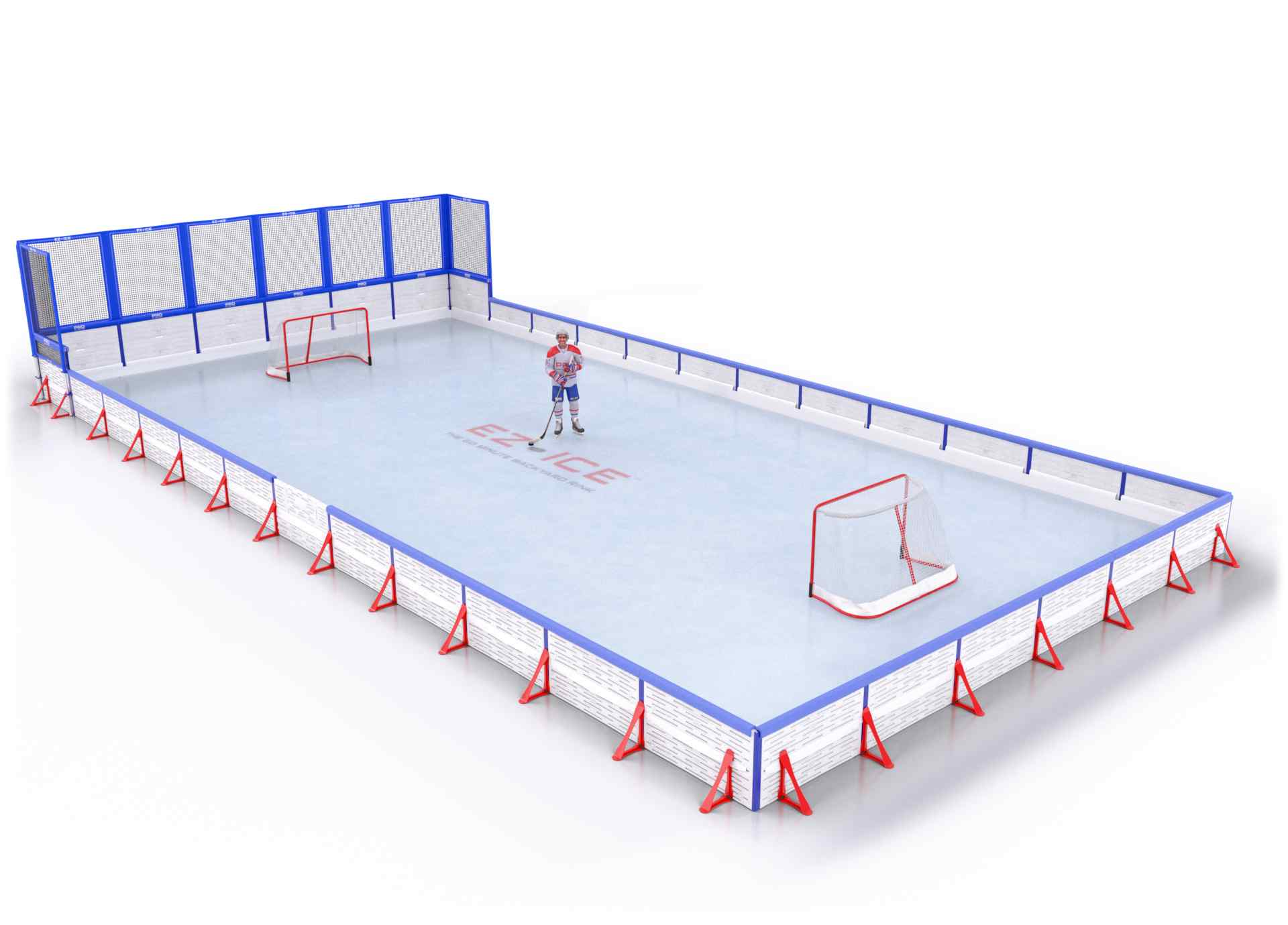 EZ ICE PRO Home Arena System ™ – New Rink: [PRO // 30ft * 60ft // Net-Double-Double // Square Corners // With Bumpers] - 030060NDDSBX