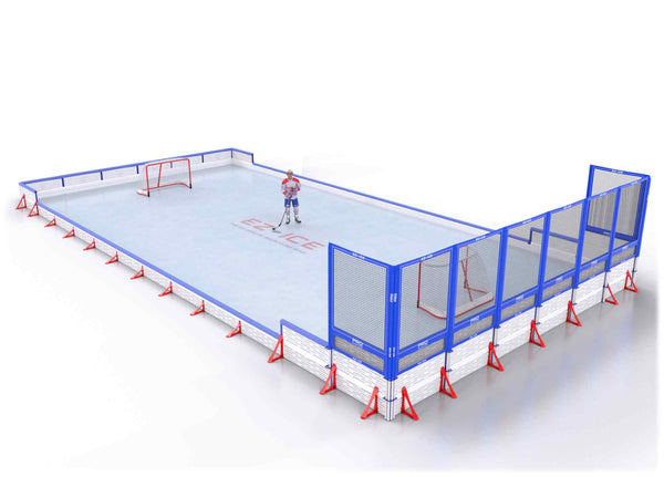 EZ ICE PRO Home Arena System ™ – New Rink: [PRO // 30ft * 60ft // Double-Classic-Net // Square Corners // With Bumpers] - 030060DCNSBX