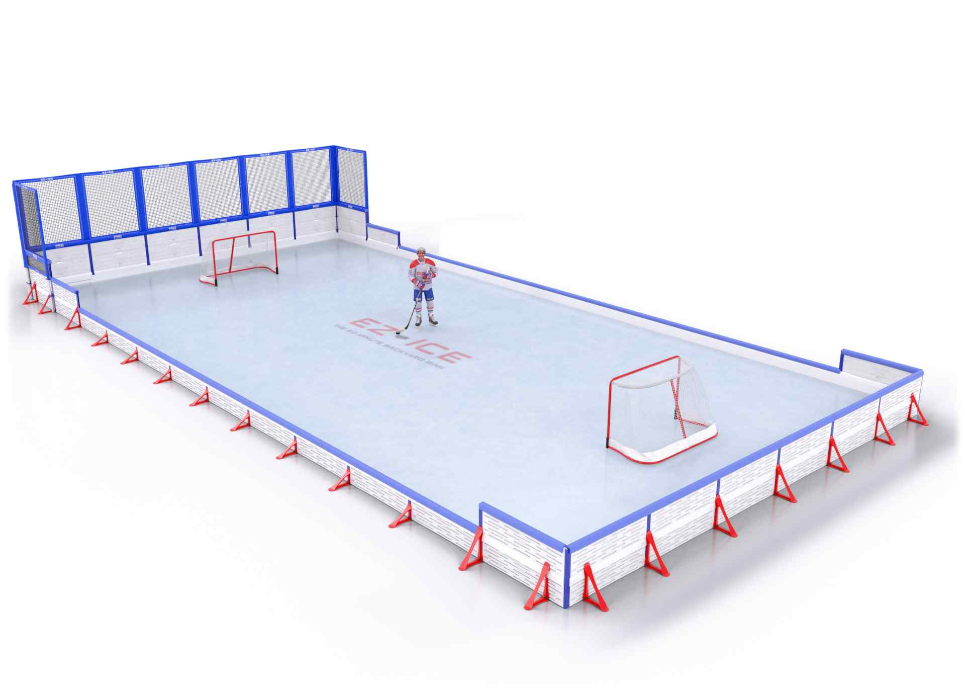 EZ ICE PRO Home Arena System ™ – New Rink: [PRO // 30ft * 60ft // Net-Classic-Double // Square Corners // With Bumpers] - 030060NCDSBX