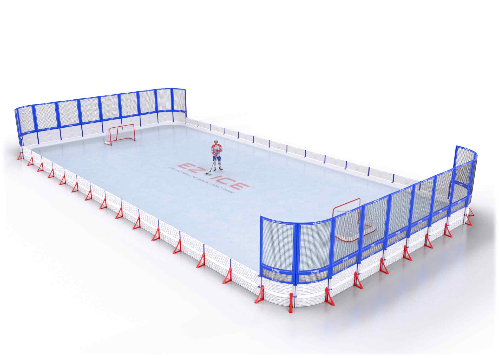 EZ ICE PRO Home Arena System ™ – New Rink: [PRO // 40ft * 50ft // Net-Double-Net // Round Corners // No Bumpers] - 040050NDNRXX